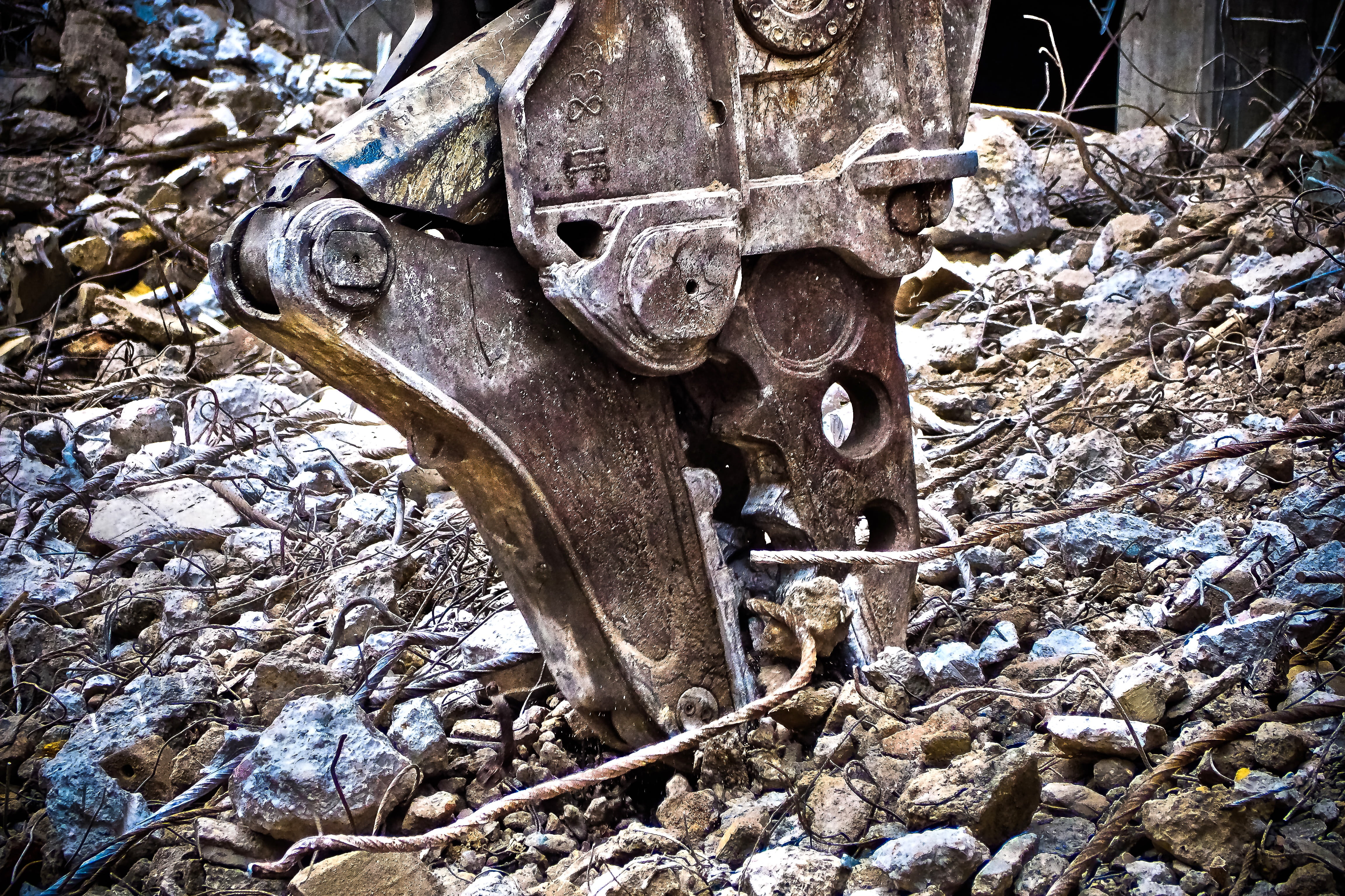 work, abandoned, construction machinery, field, winter, city, urban, solid, rusty, deterioration, debris, nature, transportation, animals in the wild, house demolition, HD Wallpaper