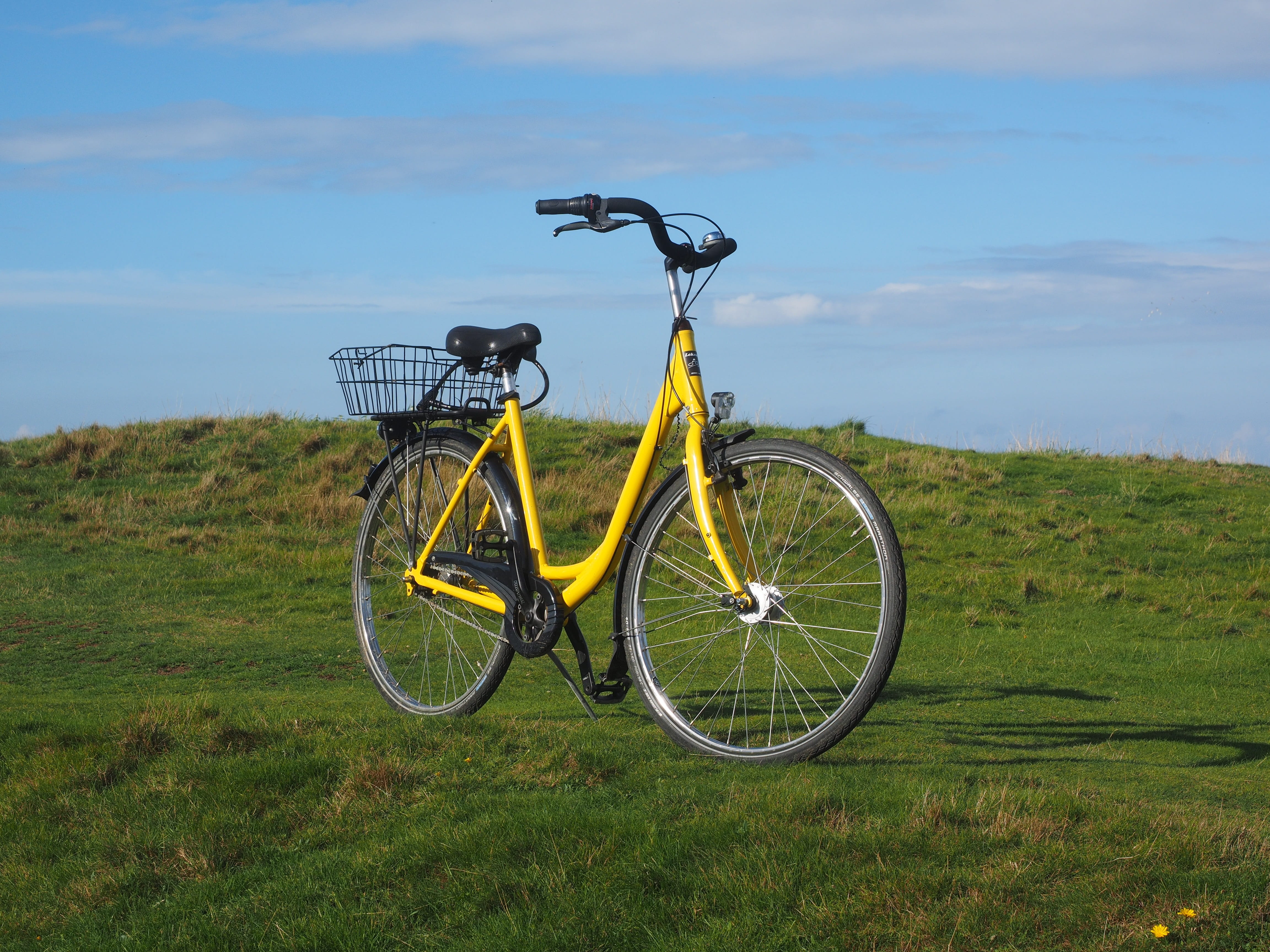 sky, green color, bike, nature, more, land, sylt, day, bicycle tour, land vehicle, no people, grass, mobility, cycle, post botenrad, outdoors, stationary, HD Wallpaper