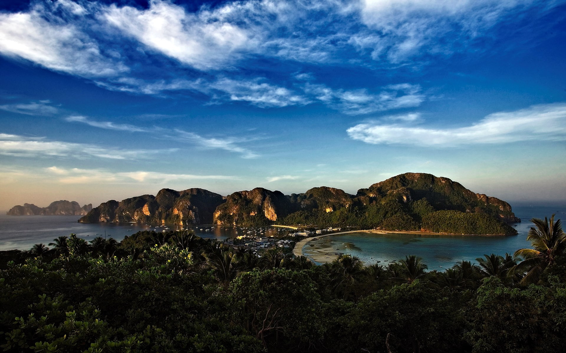 tranquil scene, cloud - sky, scenics - nature, sea, no people, tree, rock - object, bay, day, outdoors, tranquility, nature, idyllic, computer  desktop background hd nature pics 1920x1200, HD Wallpaper