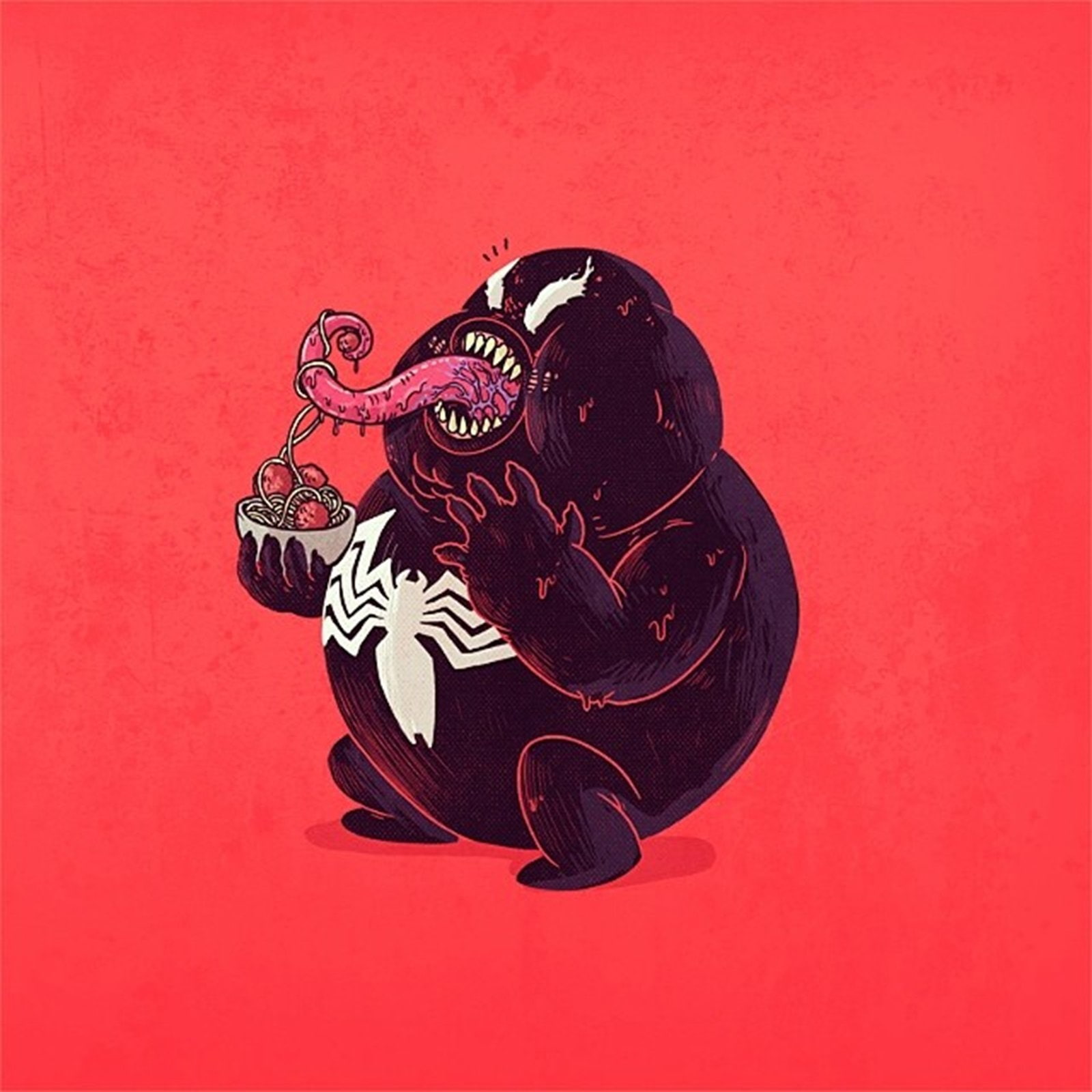 720P, cartoon, venom, fat, comics, movie, marvel, Phone HD Wallpaper
