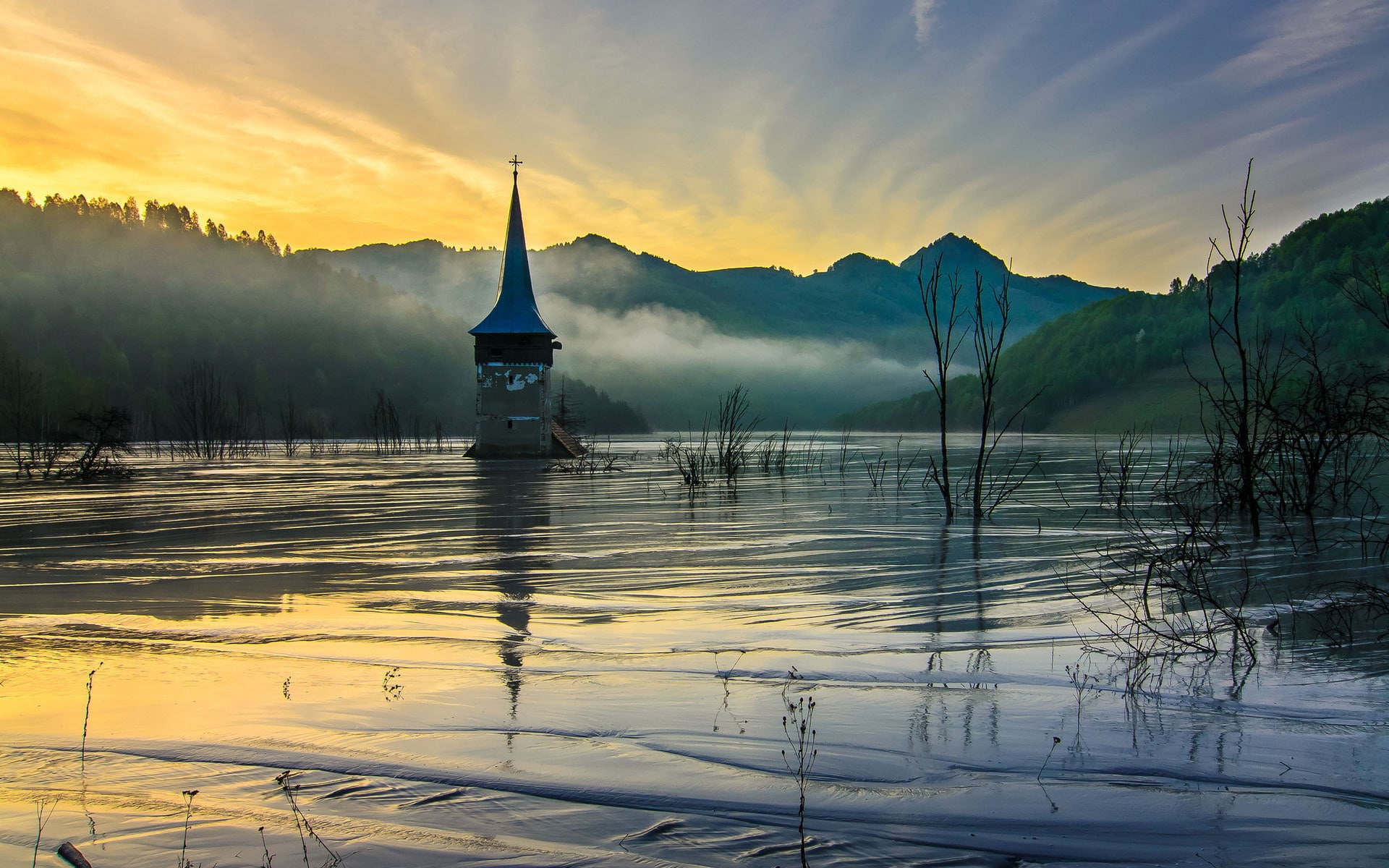 environment, beauty in nature, nature, mountain, lake, scenics - nature, nature screen backgrounds 1920x1200, water, sky, building exterior, reflection, HD Wallpaper
