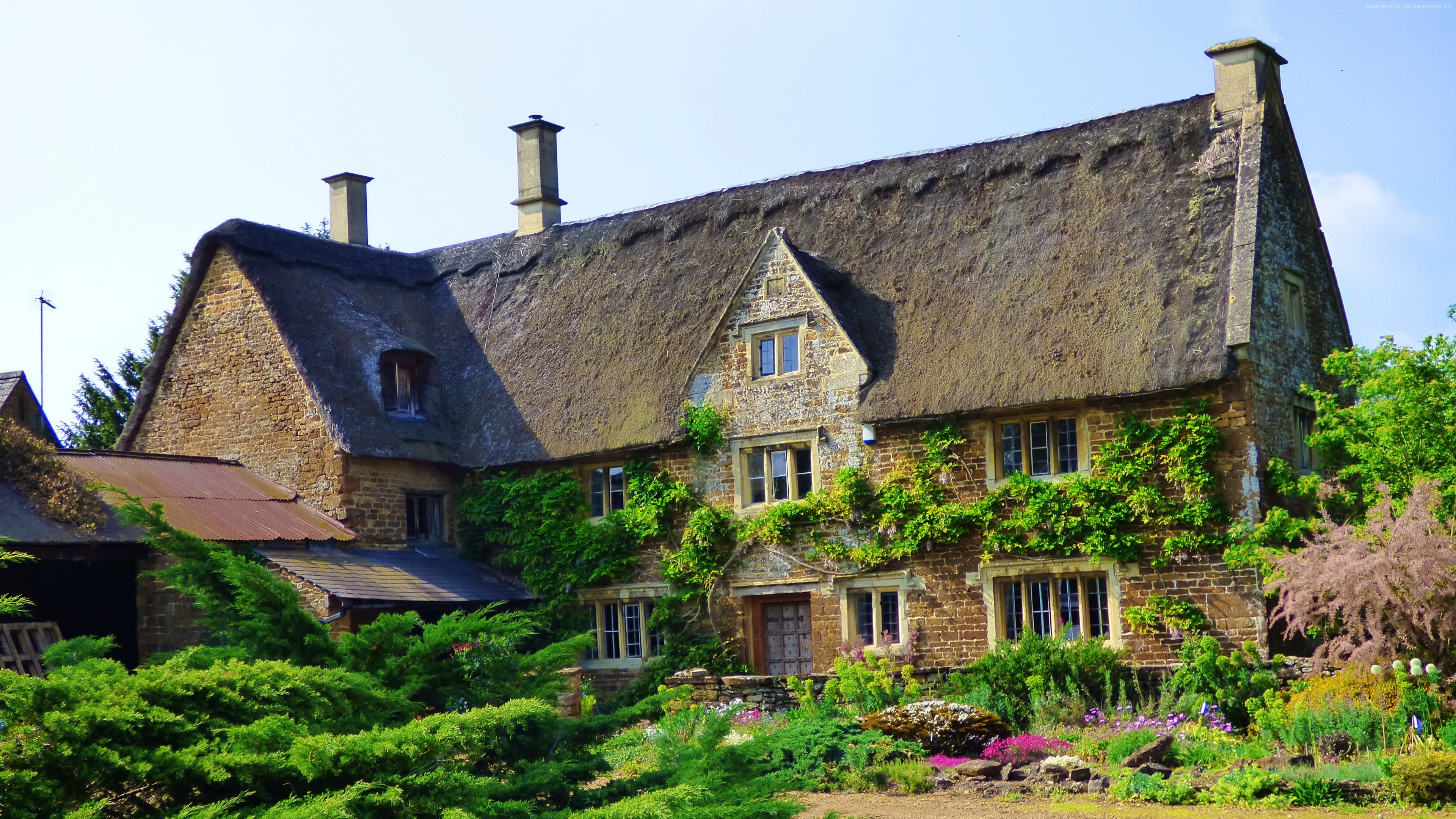 Thatched House, 4K, Roof, 4K, Green, HD Wallpaper