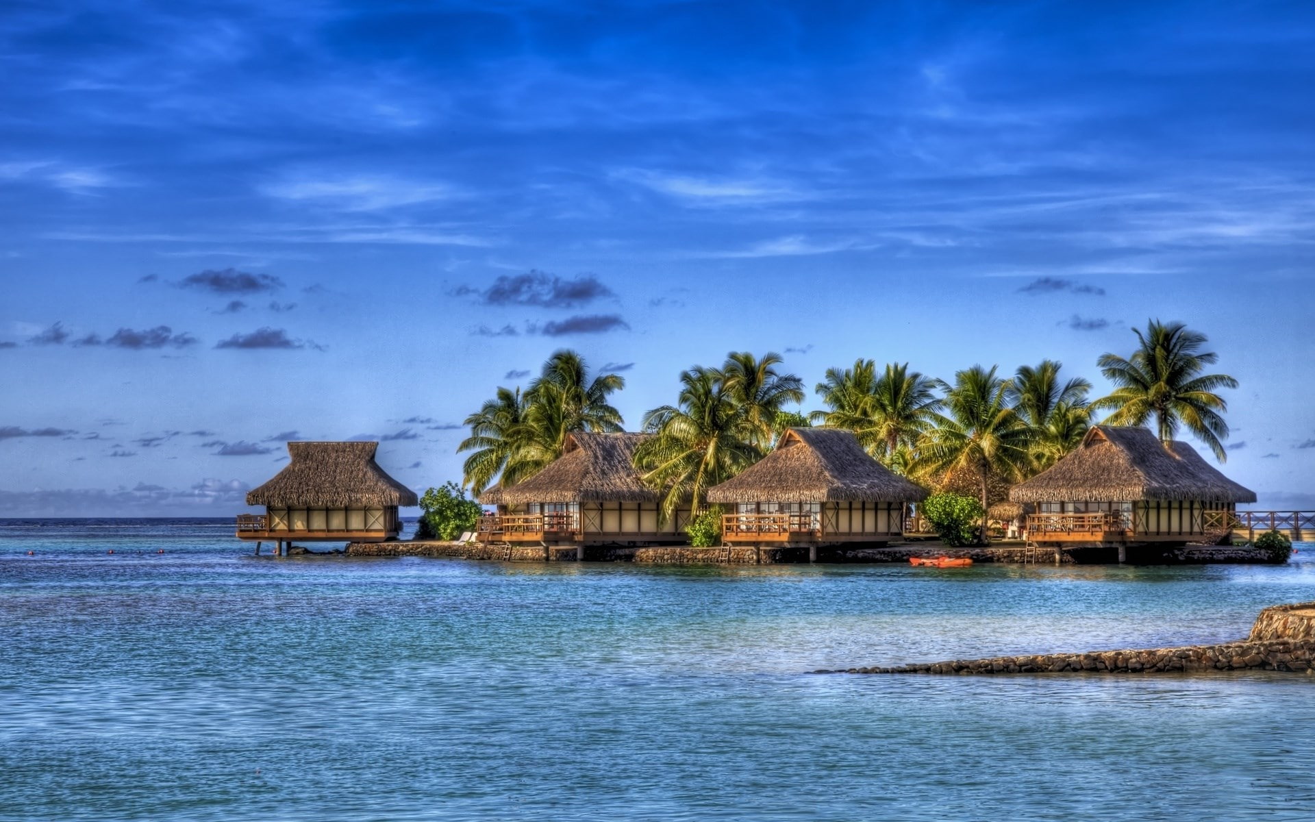 built structure, nature, sky, coconut palm tree, house, cloud - sky, scenics - nature, tranquil scene, 1080P, hd  full size nature 1920x1200, beauty in nature, HD Wallpaper
