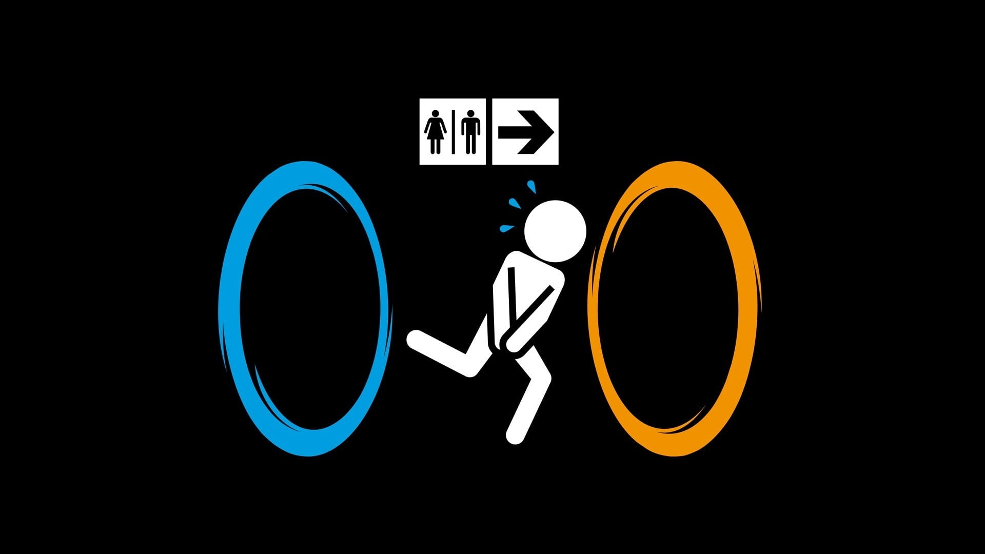 close-up, guidance, restroom sign, information sign, night, geometric shape, information, text, communication, sign, Portal 2, computer icon, public restroom, HD Wallpaper