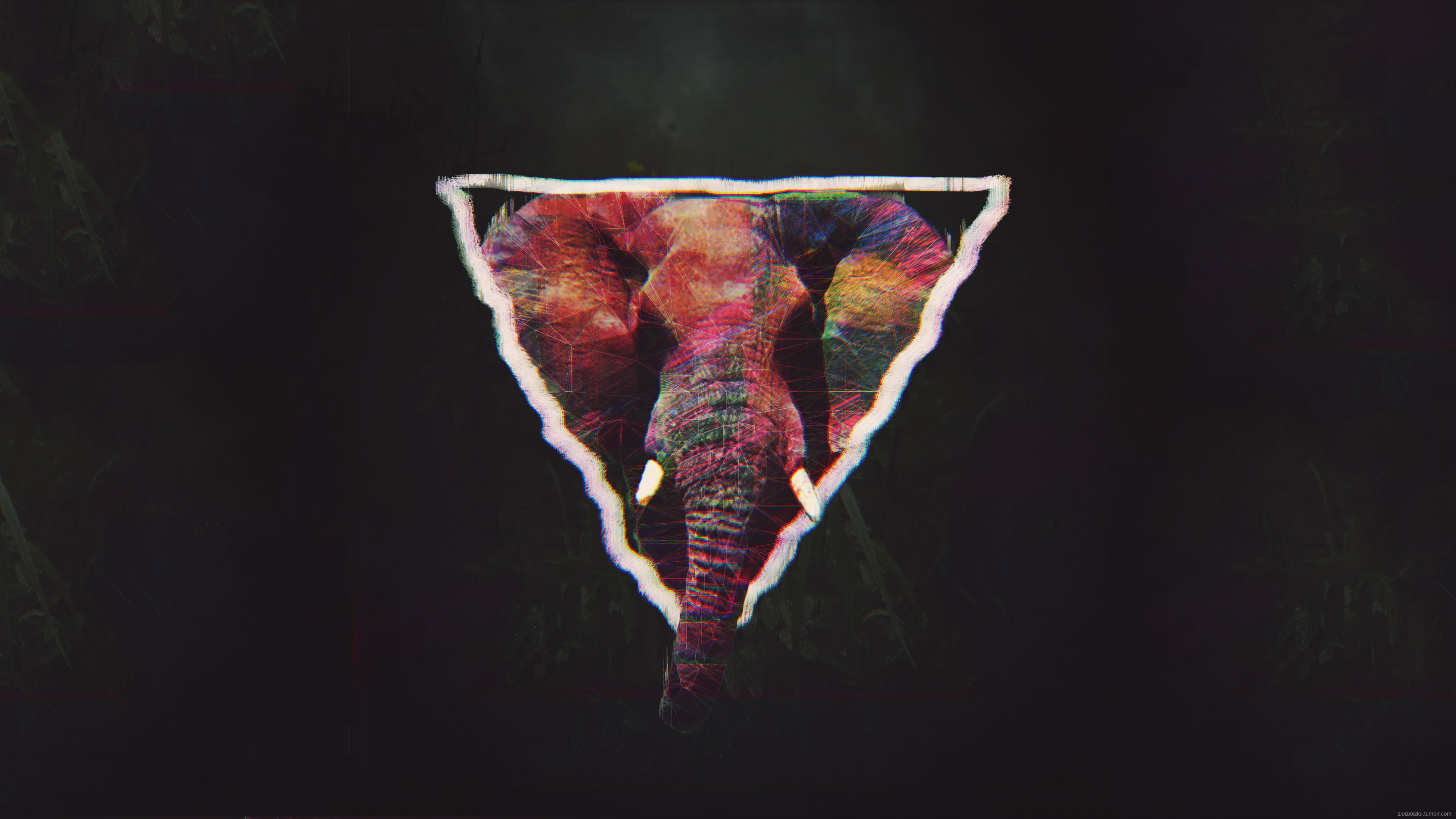 glitch art, elephant, 4K, abstract, triangle, jungle, HD Wallpaper