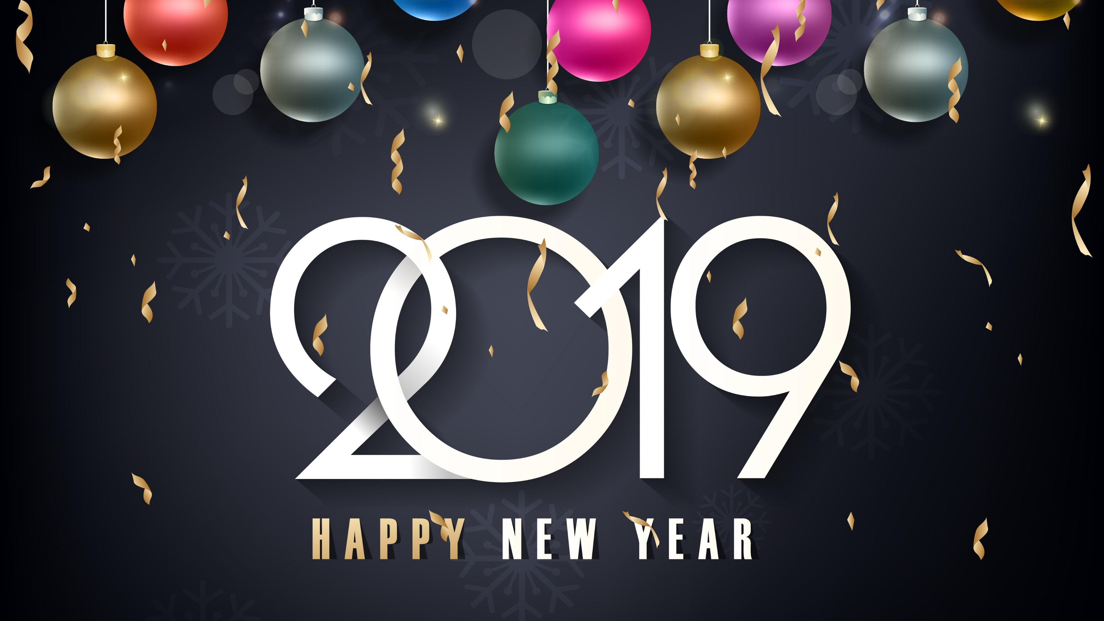4K, new year, 2019, happy new year, HD Wallpaper