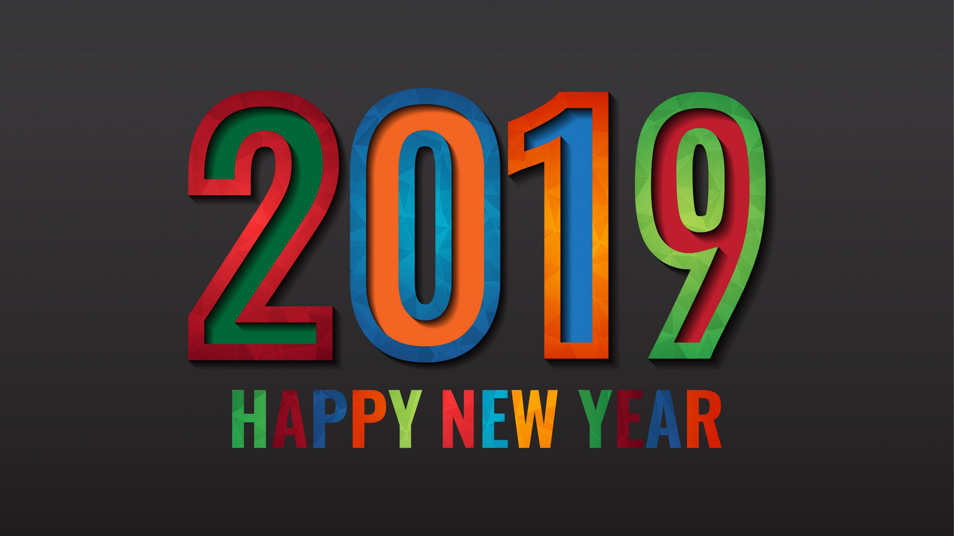 4K, happy new year, new year, 2019, colorful, HD Wallpaper