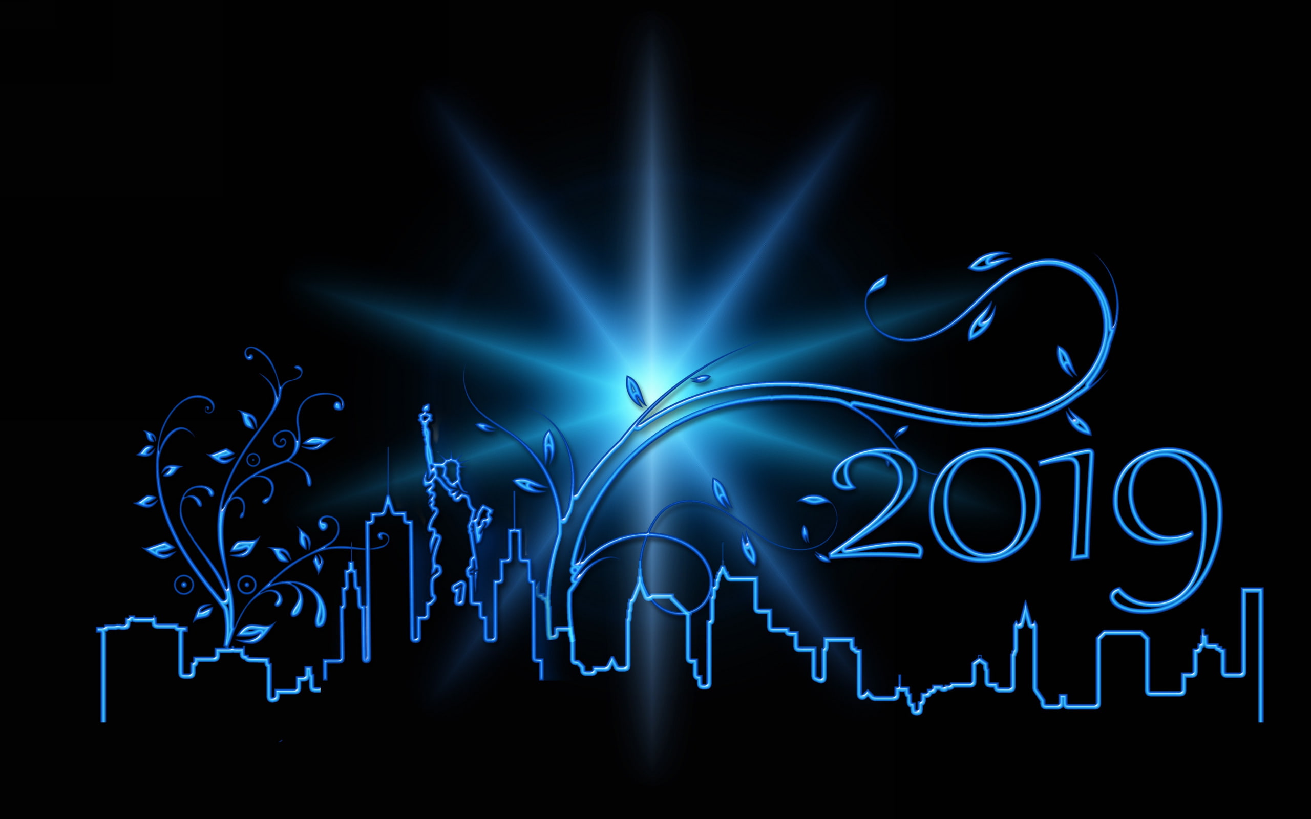 2K, New Year 2019, New Year, Holiday, HD Wallpaper