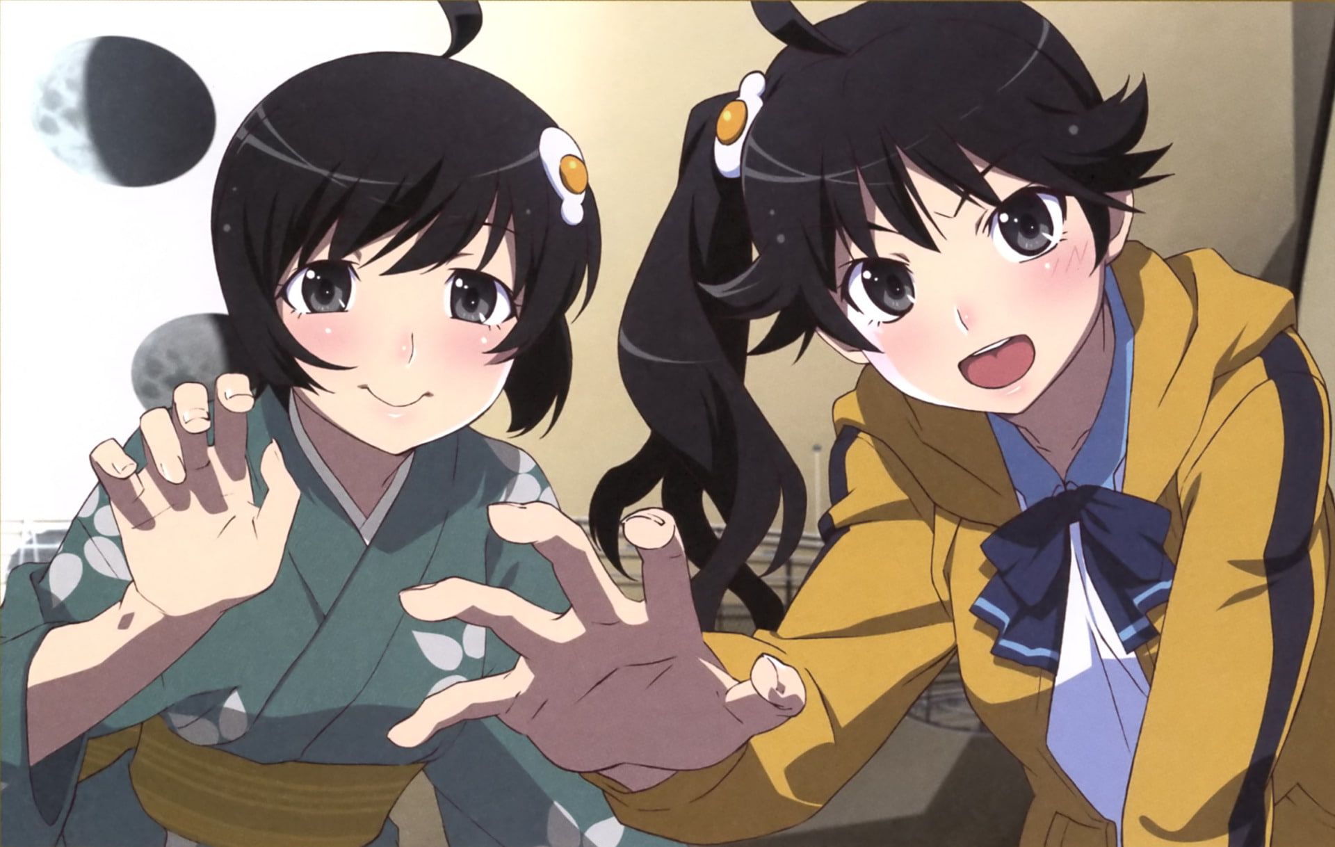 1080P, Anime, Tsukihi Araragi, Monogatari (Series), Karen Araragi, HD Wallpaper