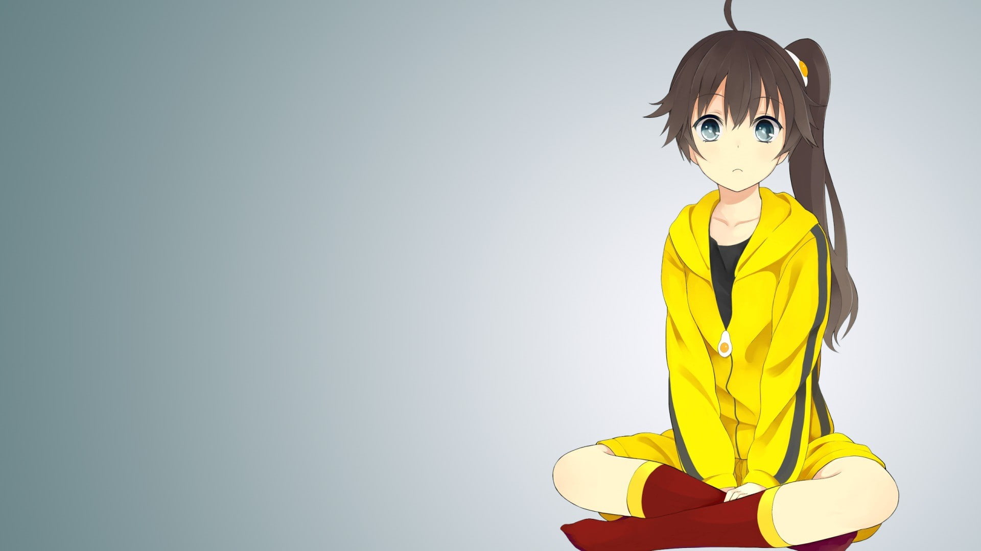 brunette, Monogatari Series, simple background, 1080P, hair ornament, anime, Araragi Karen, long hair, anime girls, HD Wallpaper