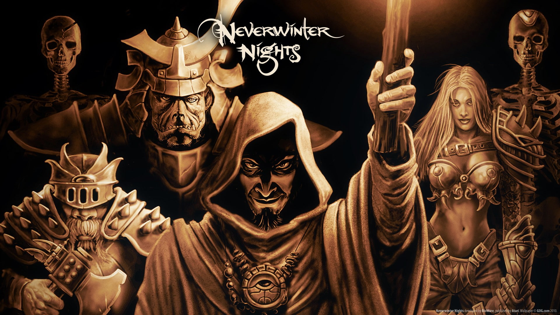 Neverwinter Nights, spirituality, representation, human representation, male likeness, creativity, ornate, 1080P, the past, architecture, religion, carving - craft product, HD Wallpaper