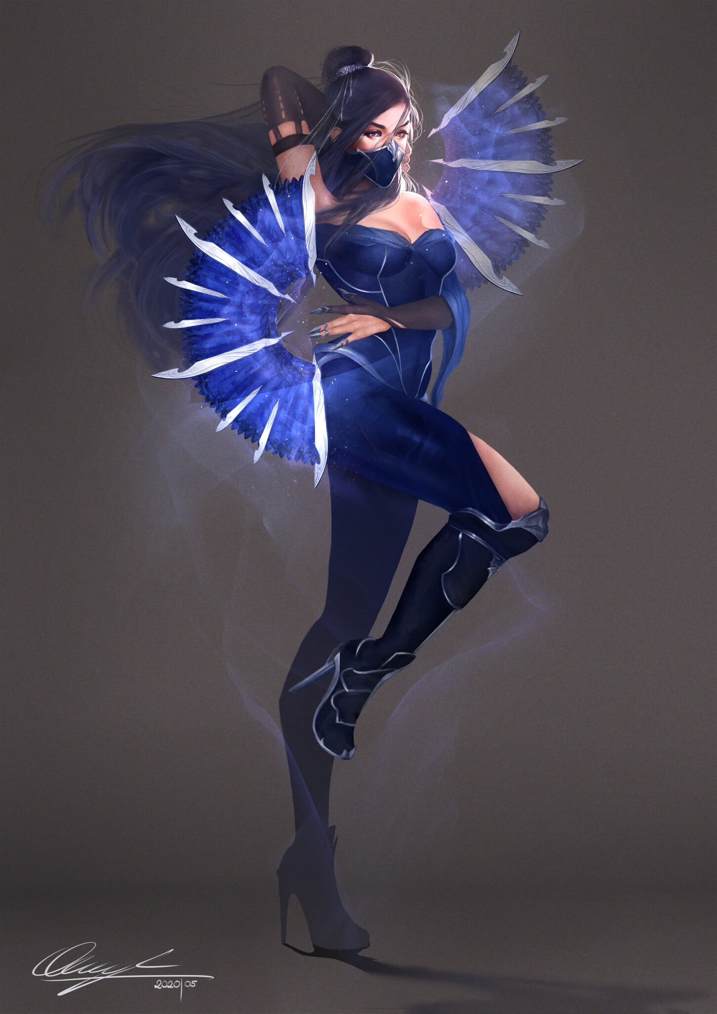 digital art, Mortal Kombat, 1080P, artwork, Mortal Kombat X, video game art, ArtStation, video game characters, Kitana, video game girls, dark hair, simple background, Phone HD Wallpaper