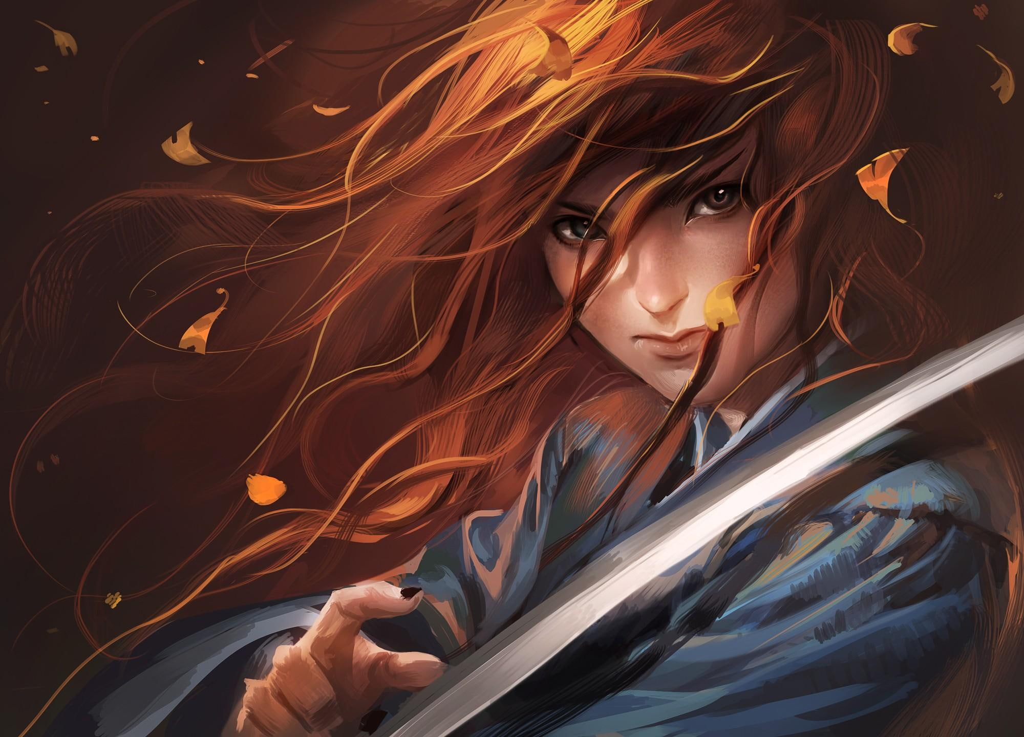 hairs, eyes, 1080P, cute, fighter, 3d and abstract, asia, asian, warrior, blow, kitana, leaf, HD Wallpaper