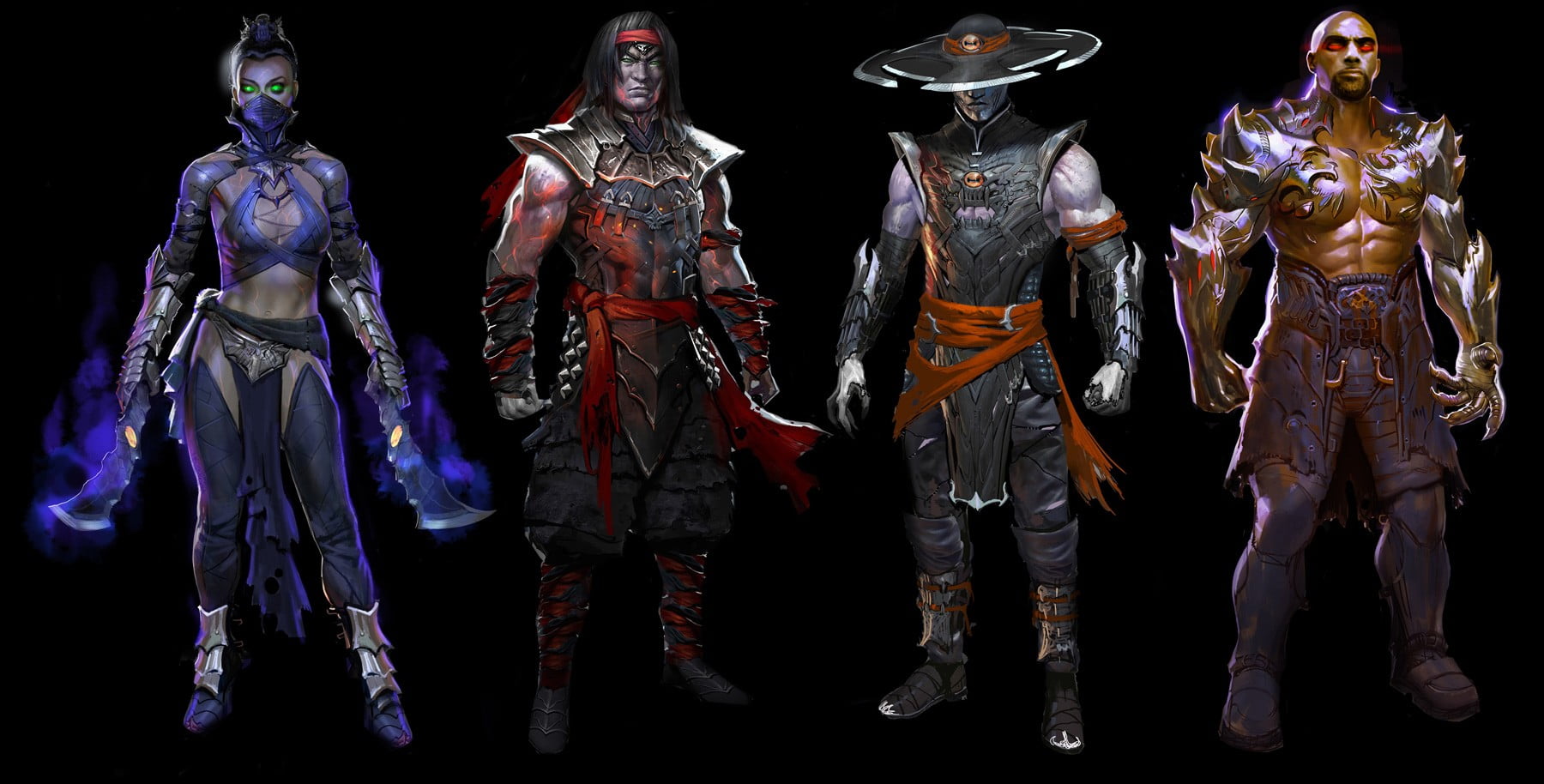 standing, concept art, retail, 720P, black background, assorted, clothing, Mortal Kombat X, Liu Kang, representation, fashion, craft, four, creativity, HD Wallpaper