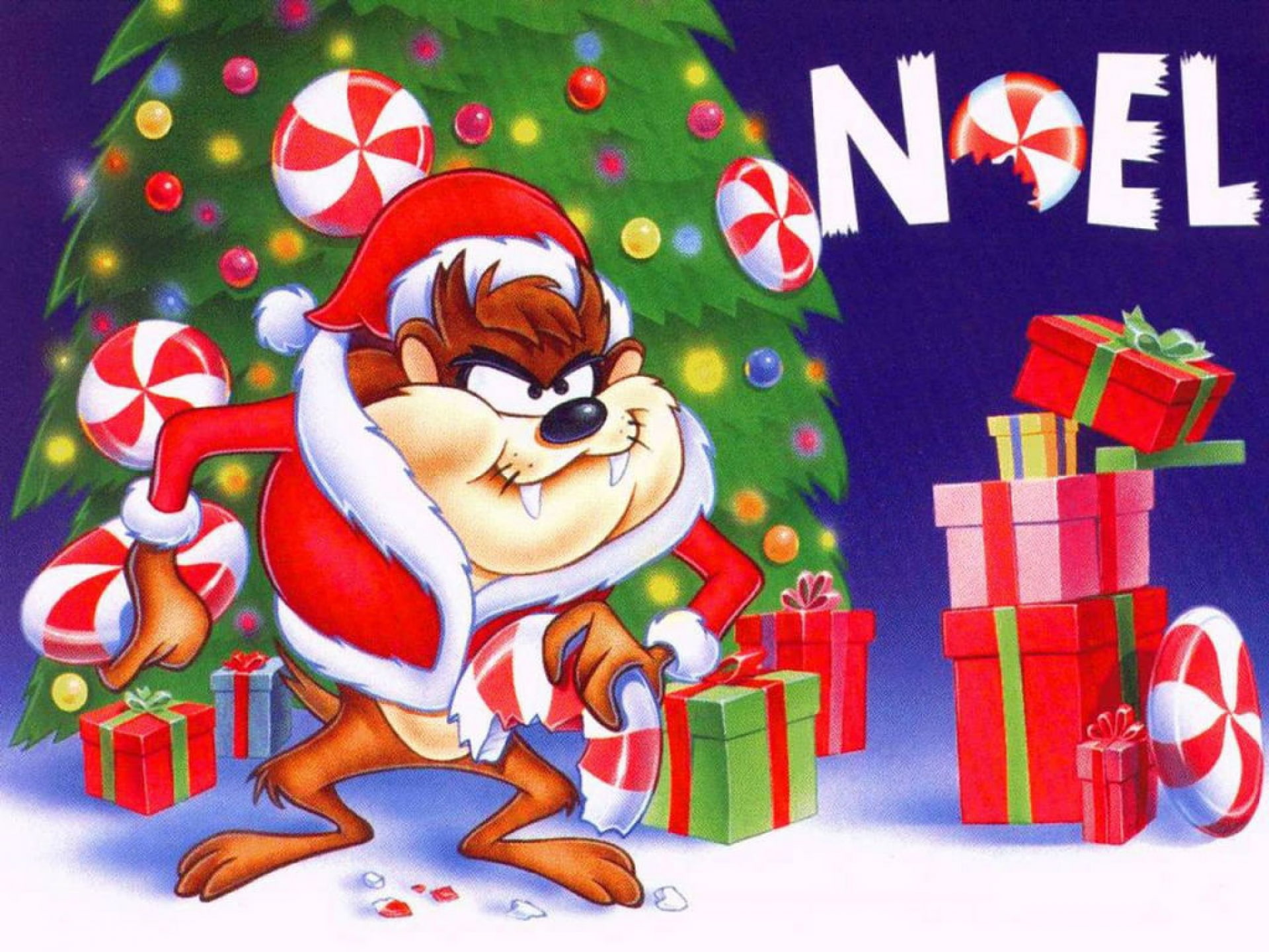 taz, 1080P, devil, tasmanian, christmas, looney, HD Wallpaper