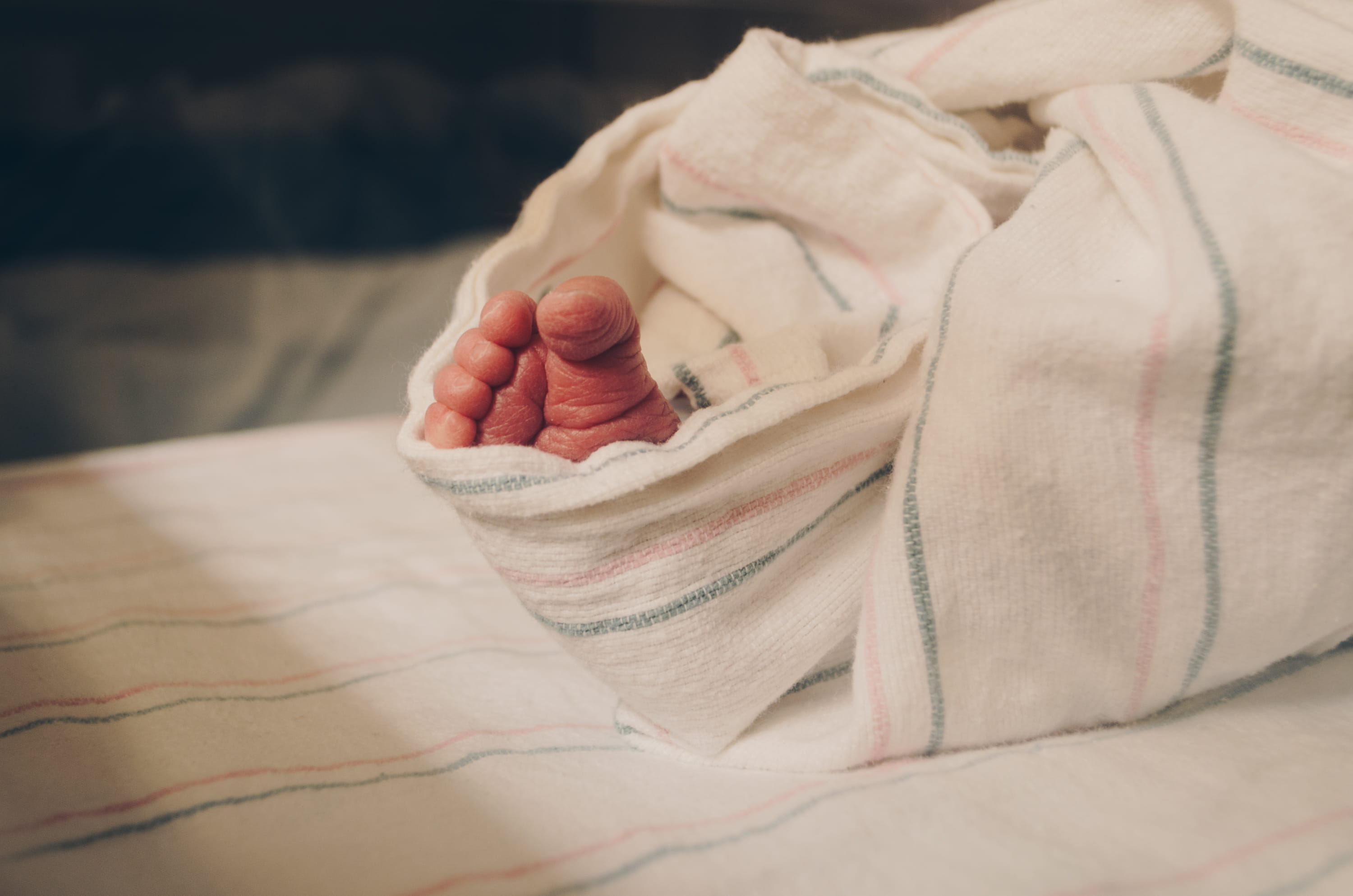 wrap, human foot, toes, young, textile, infant, nursery, first, newborn, parent, hand, wrinkles, indoors, one person, mother, softness, feet, body part, HD Wallpaper