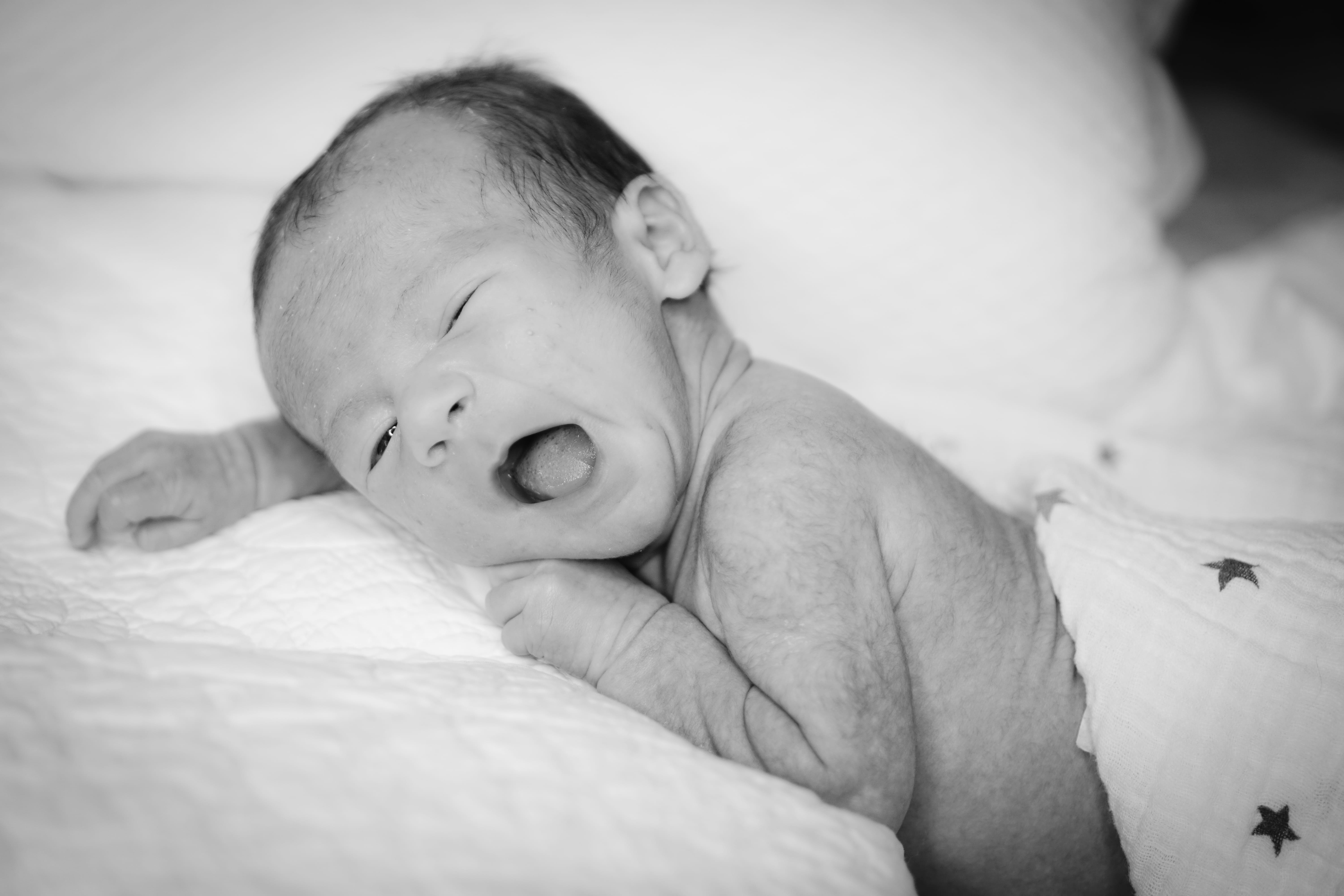 child, lying down, grayscale, indoors, 5K, eyes closed, one person, furniture, real people, wrapped in a blanket, sleeping, young, united states, beginnings, HD Wallpaper