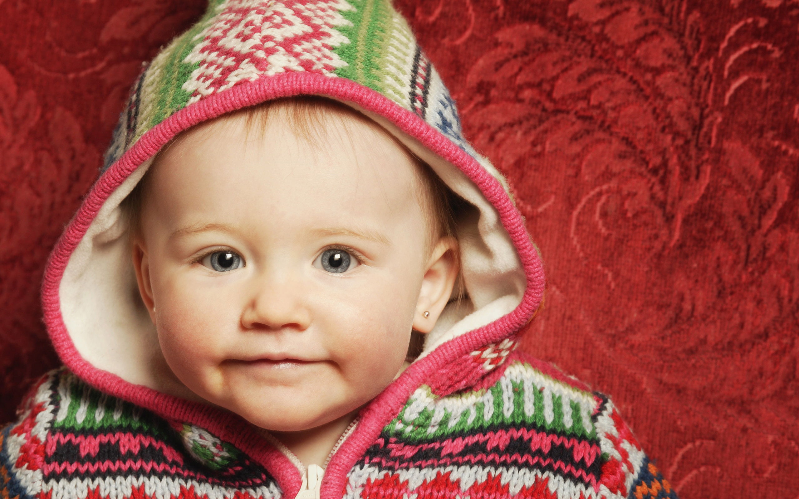 close-up, headshot, cute, childhood, Baby, clothing, portrait, wrapped in a blanket, hat, young, hoodie, children, child, innocence, multicolored, human face, HD Wallpaper
