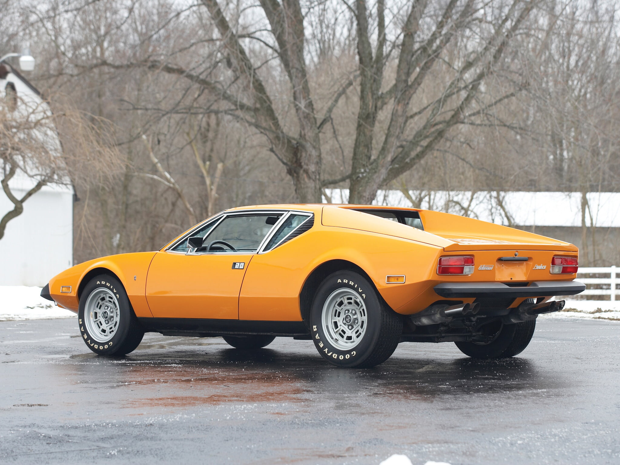 luxury, yellow, car, rain, old, land Vehicle, no People, sports, bare tree, winter, traffic, modern, cars, city, headlight, 1080P, snow, motor Vehicle, HD Wallpaper