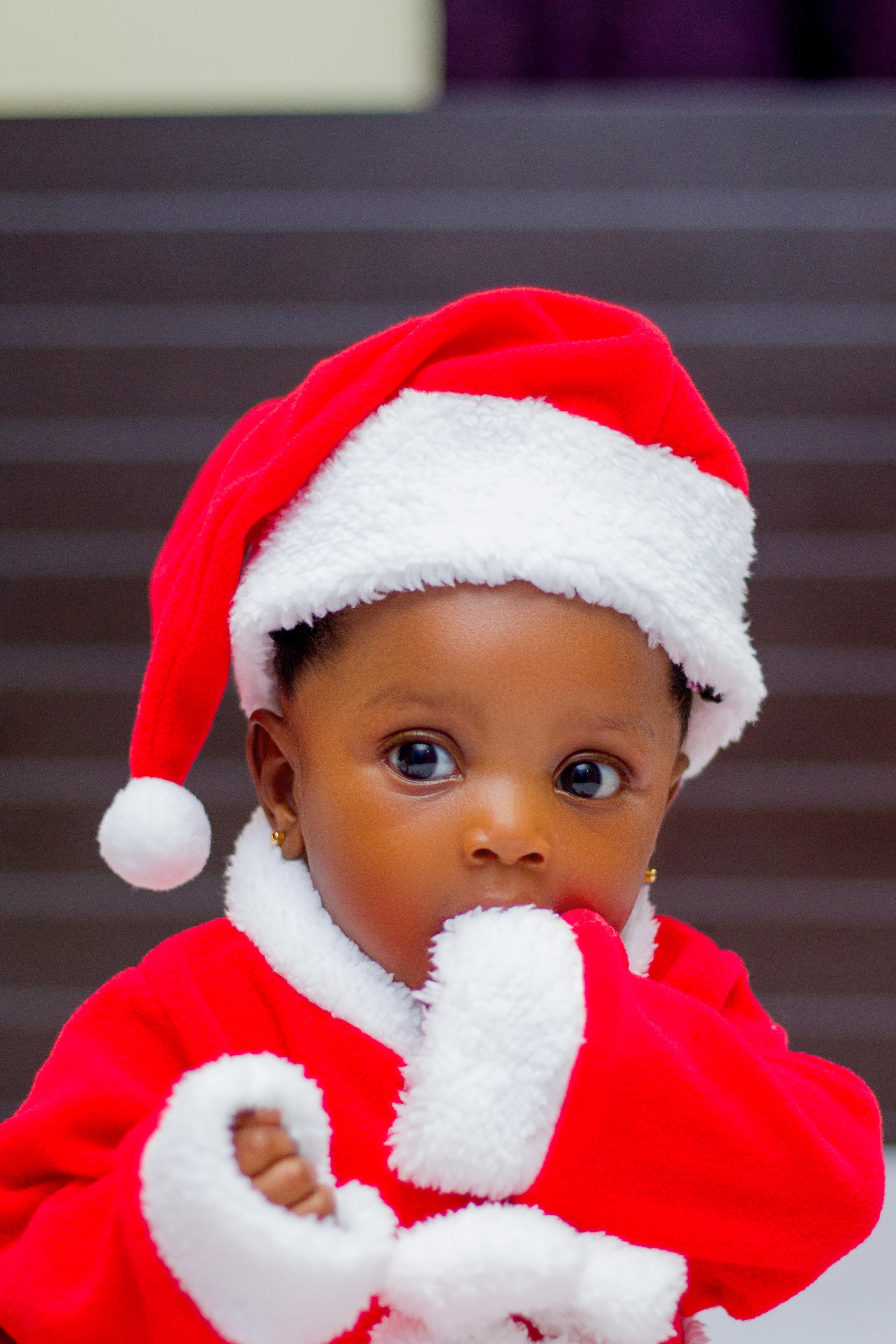 holiday, warm clothing, real people, clothing, wear, child, cute, babyhood, baby, portrait, innocence, red, looking at camera, 4K, claus, toddler, wearing, Phone HD Wallpaper