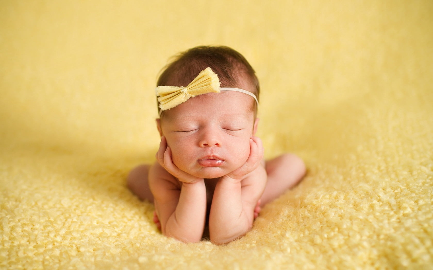 resting, smiling, boys, people, caucasian Ethnicity, babies Only, children Only, looking, sleeping, newborn, 720P, lying On Front, yellow, girls, s, comfortable, HD Wallpaper