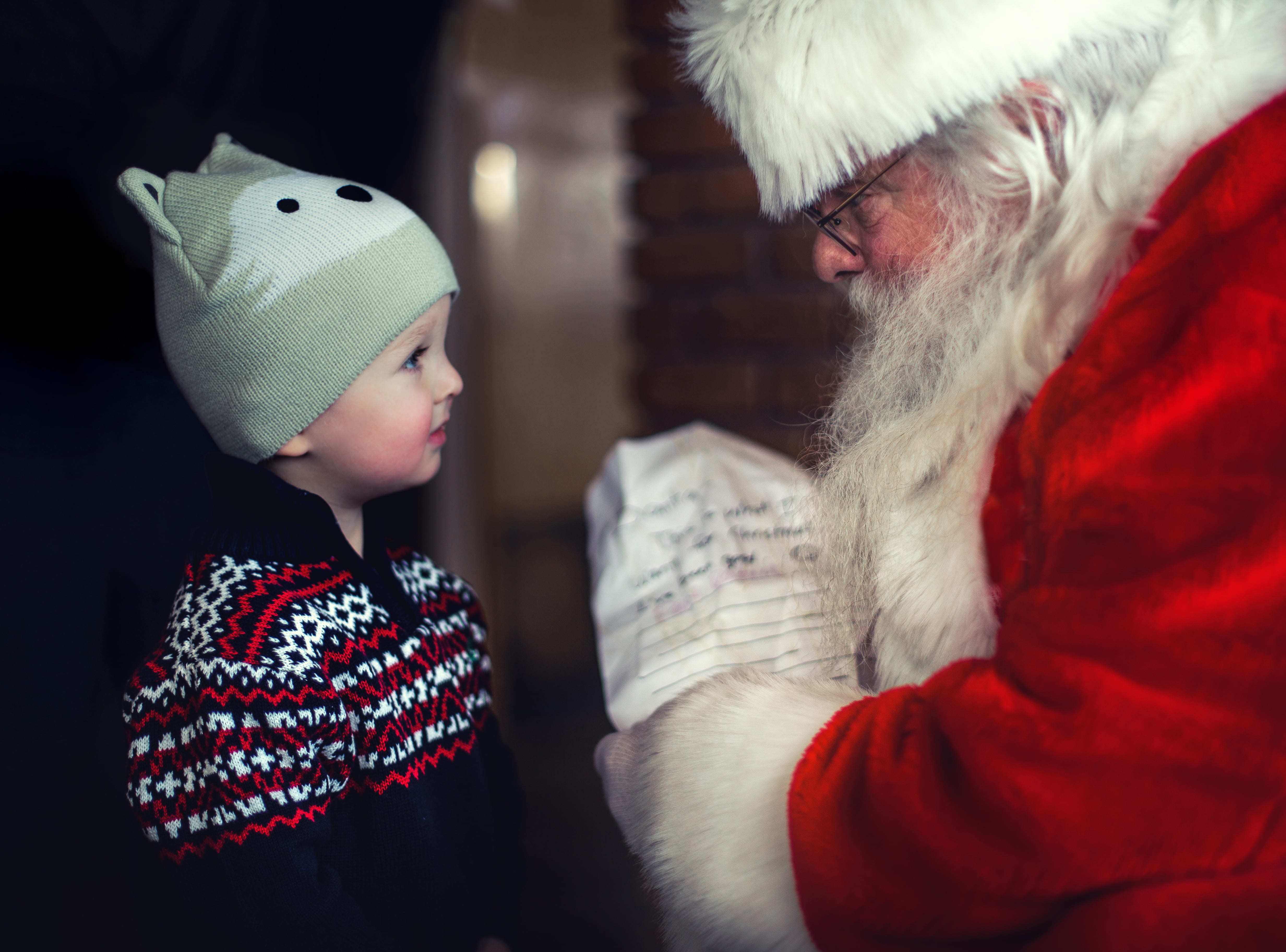 facial hair, toddler, sweater, costume, people, infront, childhood, black, father christmas, family, santum, claus, innocence, christma, jumper, santa, HD Wallpaper