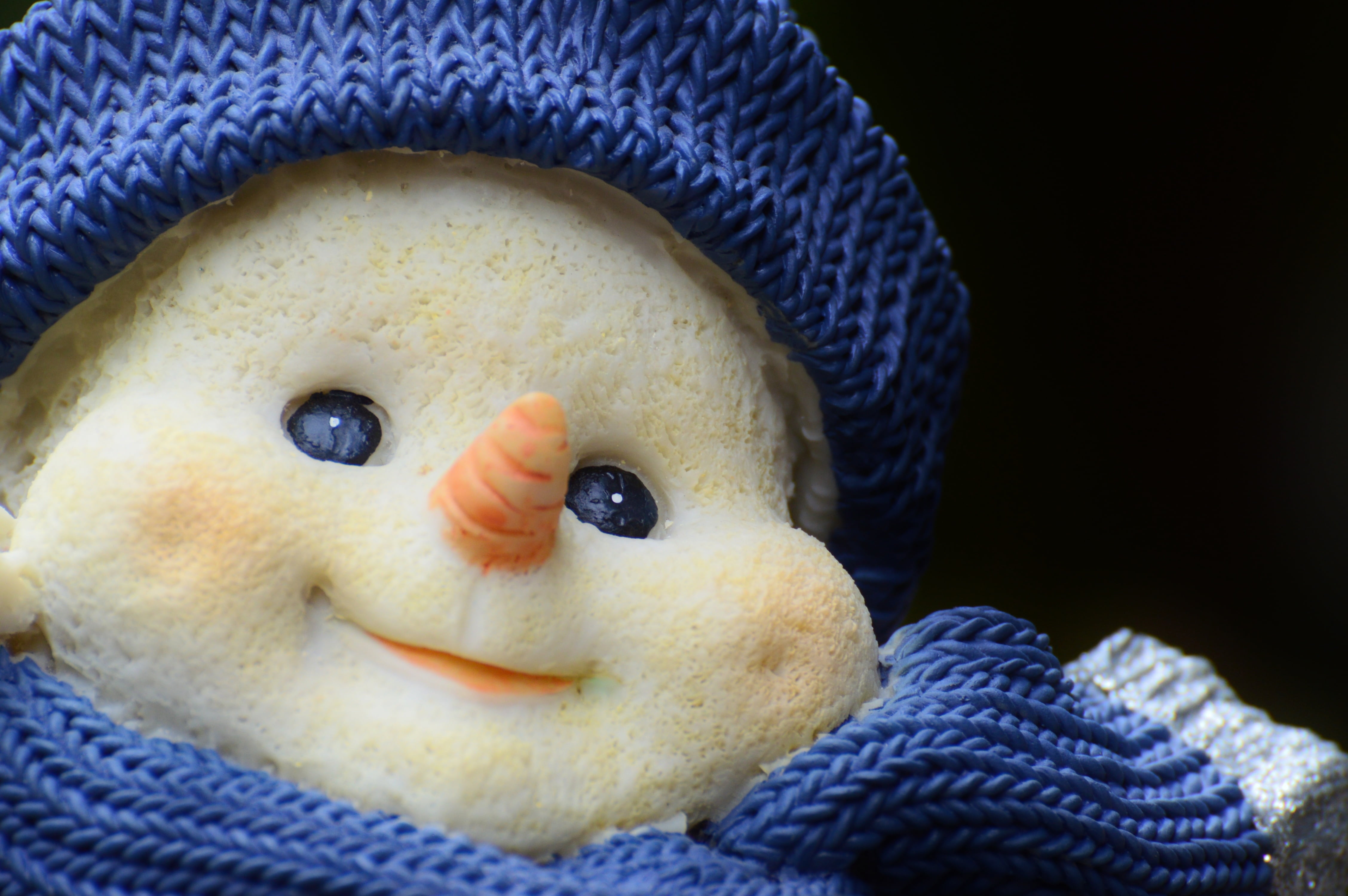 christmas, toy, december, 4K, craft, hat, textile, festival, advent, snow man, deco, blue, funny, wintry, christmas decoration, contemplative, knitted, HD Wallpaper