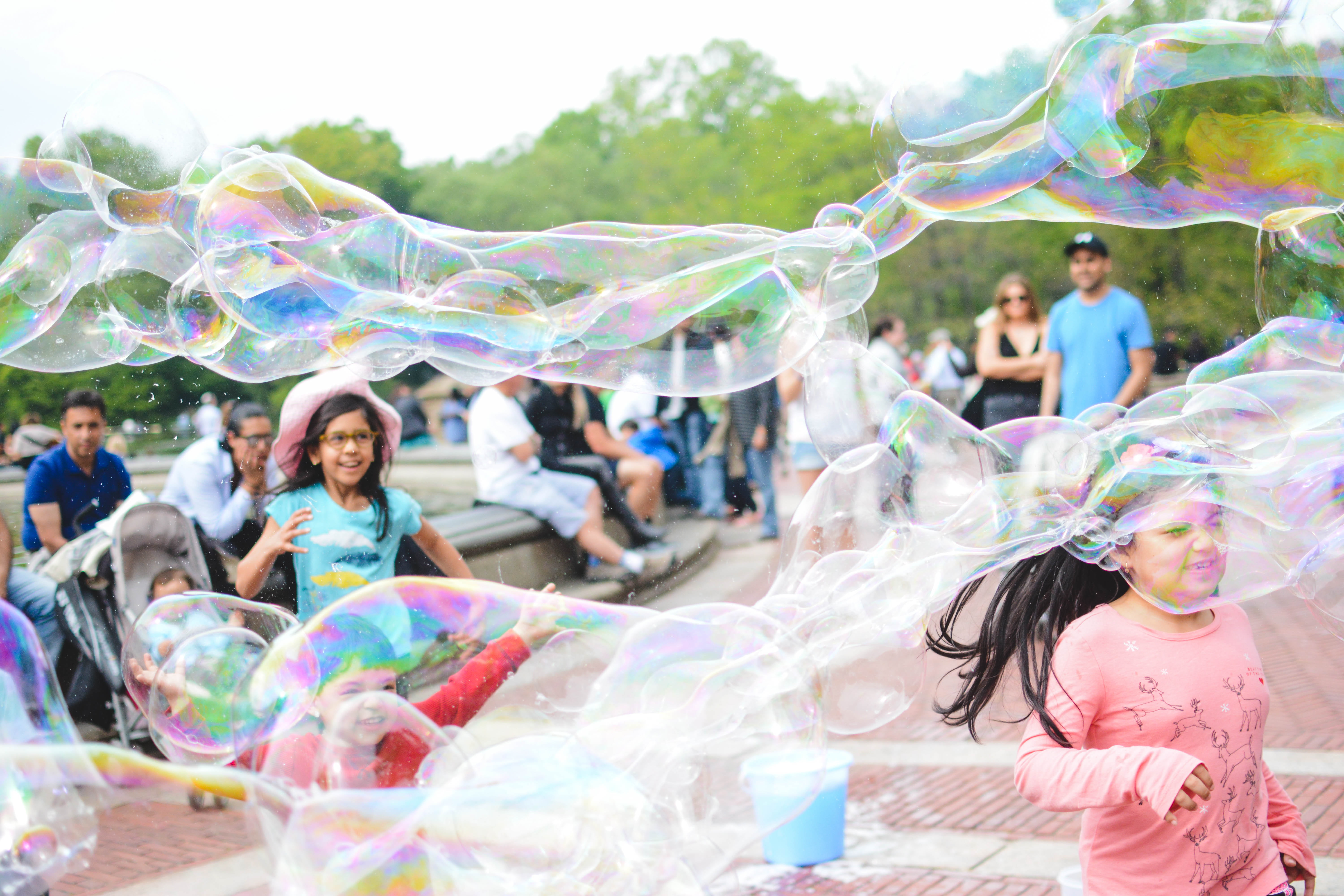 childhood, day, smiling, women, girls, group, medium group of people, playful, people, bubbles, adult, group of people, royalty  images, playing, soap Sud, HD Wallpaper