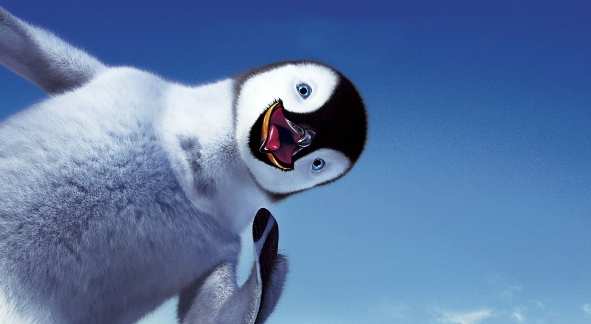 mouth open, blue, animal themes, animal, vertebrate, baby penguin, portrait, mouth, one animal, animal mouth, happy, facial expression, Cartoons, HD Wallpaper