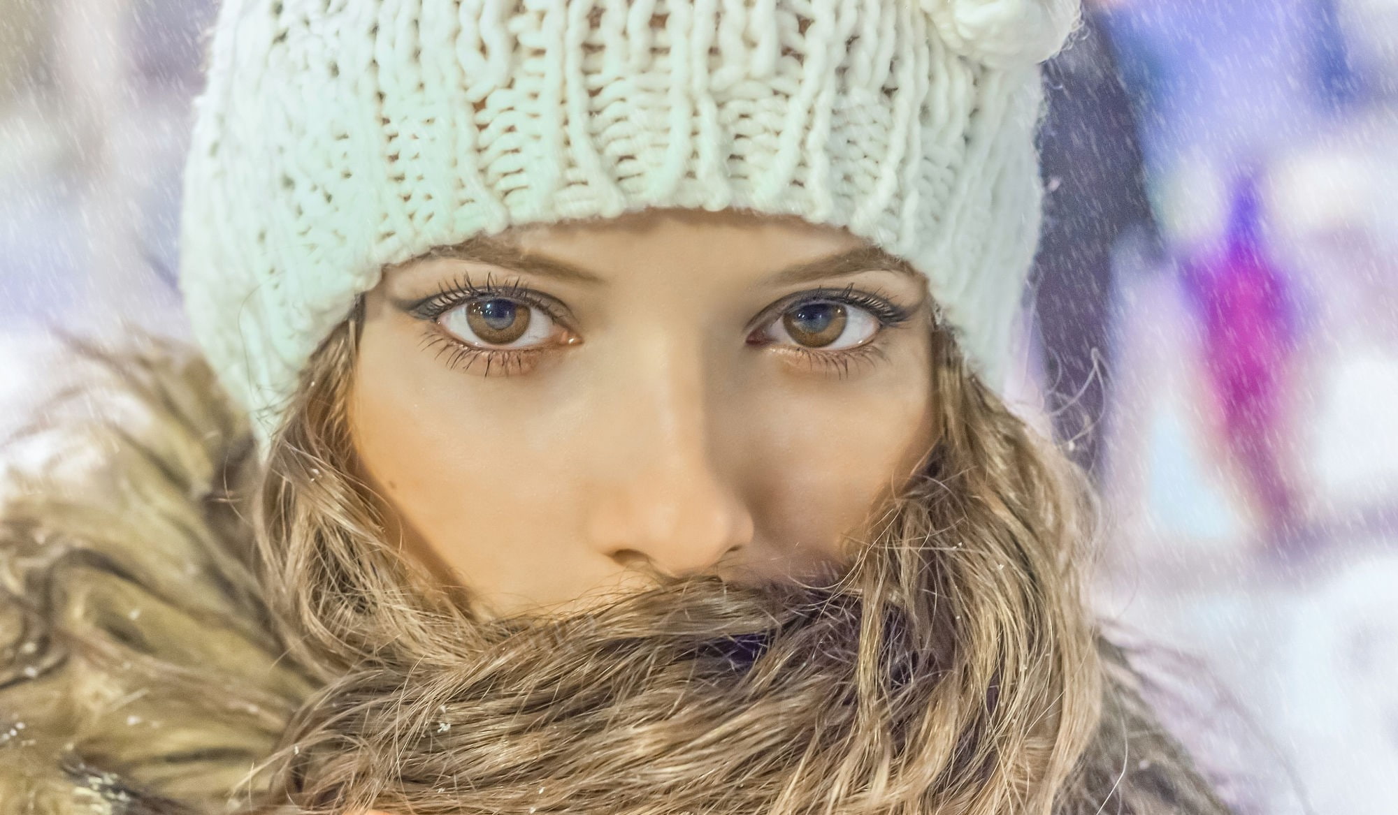 cold, 1080P, women, winter, woolly hat, HD Wallpaper
