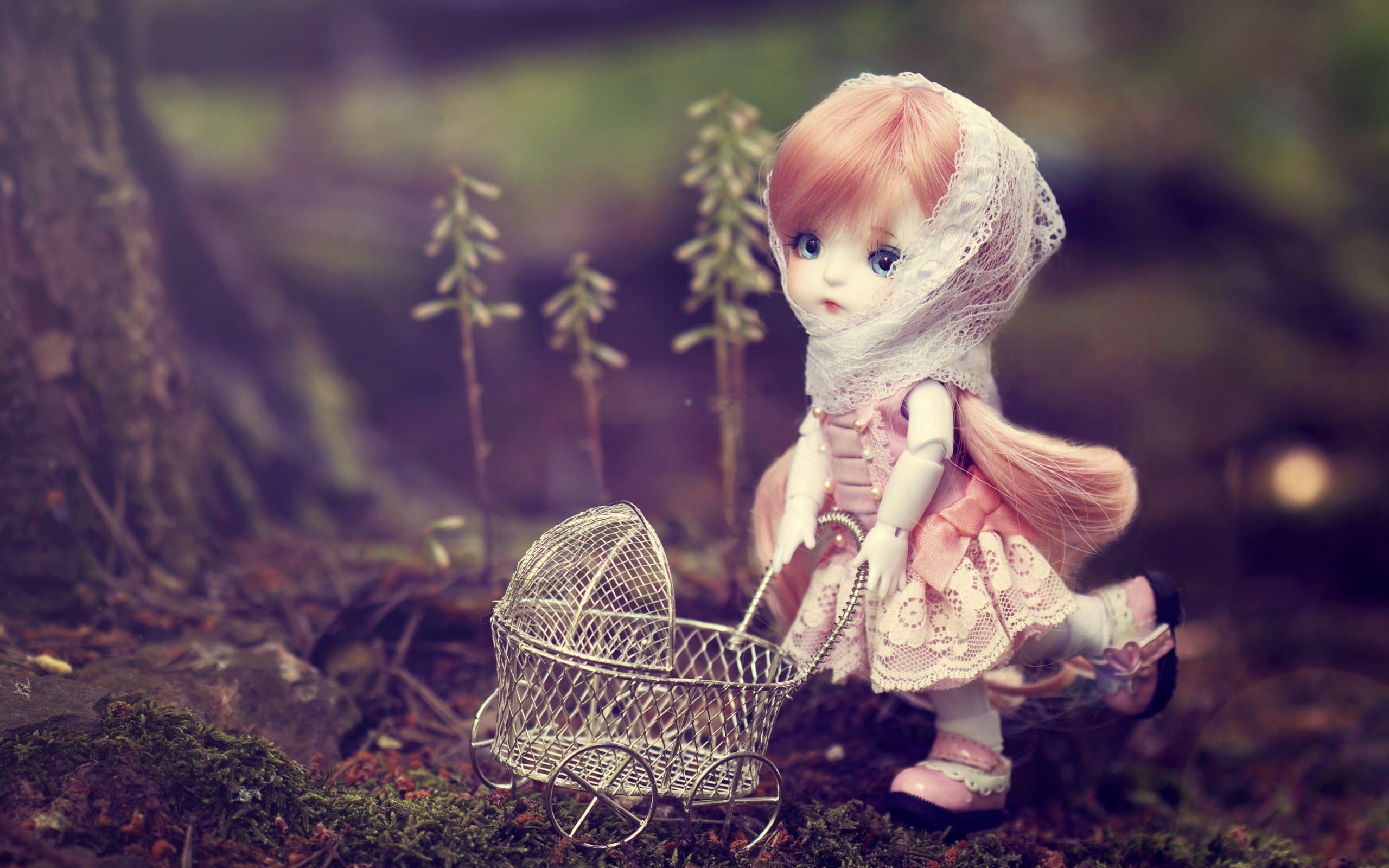 stroller, figurine, girl, 2K, bassinet, doll, toddler, toys, HD Wallpaper
