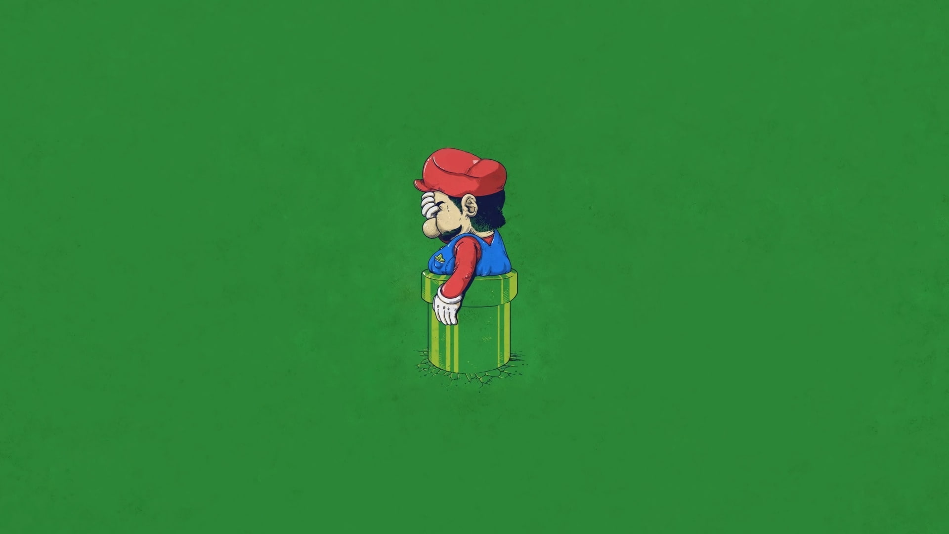 Super Mario Bros., Humor, Green, Facepalm, Mario, 1080P, HD Wallpaper