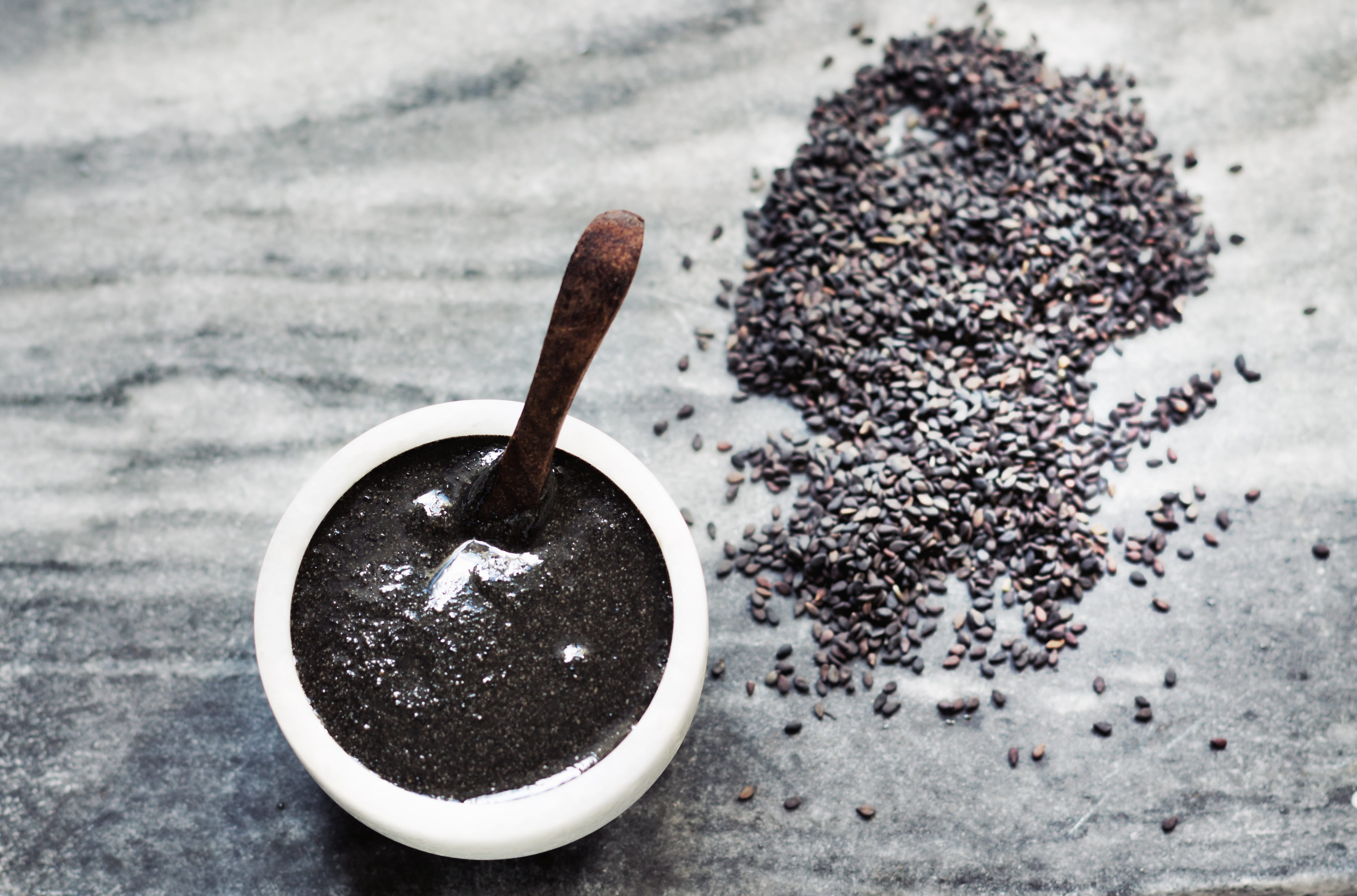 beans, coffee, focus on foreground, close-up, drink, mortar, sweet food, indulgence, spoon, 4K, healthy eating, tahini, healthy, refreshment, table, pestle, HD Wallpaper