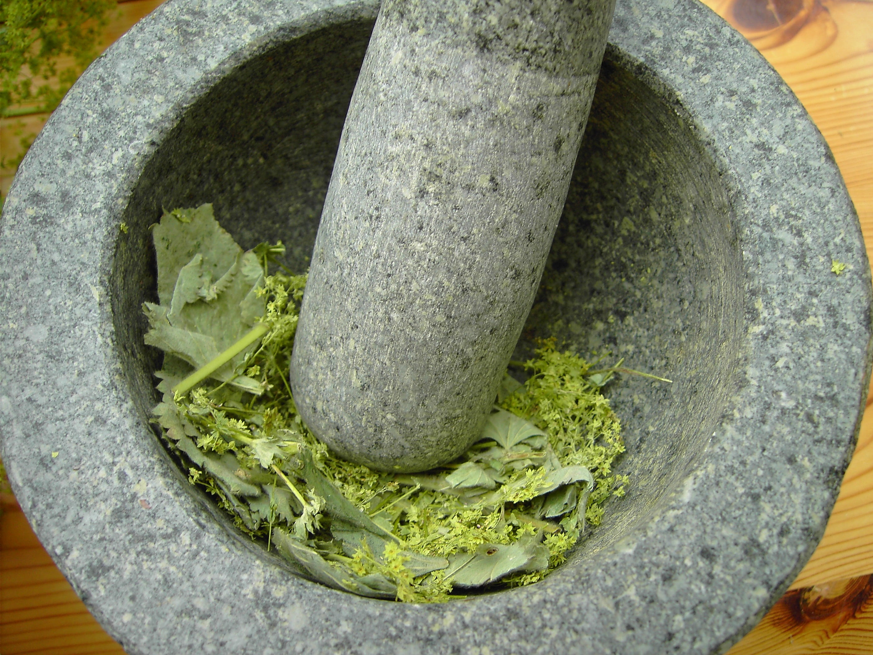 solid, alchemy, stone material, indoors, table, still life, wellbeing, frauenmantel, spice, plant, no people, mortar and Pestle, vegetable, healthy eating, HD Wallpaper