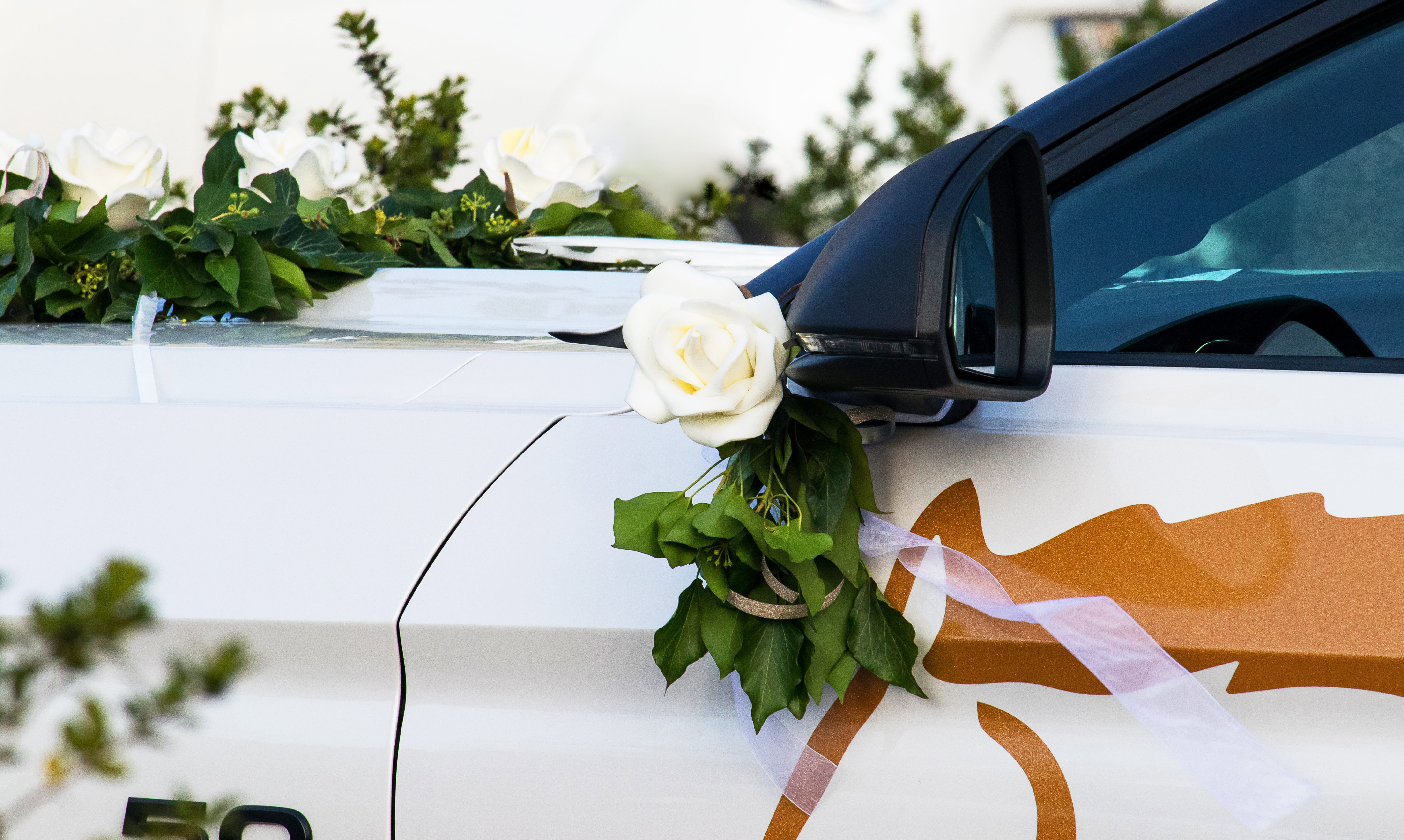 dare, floral decorations, land vehicle, no people, flowering plant, wedding, glass - material, 5K, nature, wedding car, flower, bridal cars, auto, outdoors, HD Wallpaper
