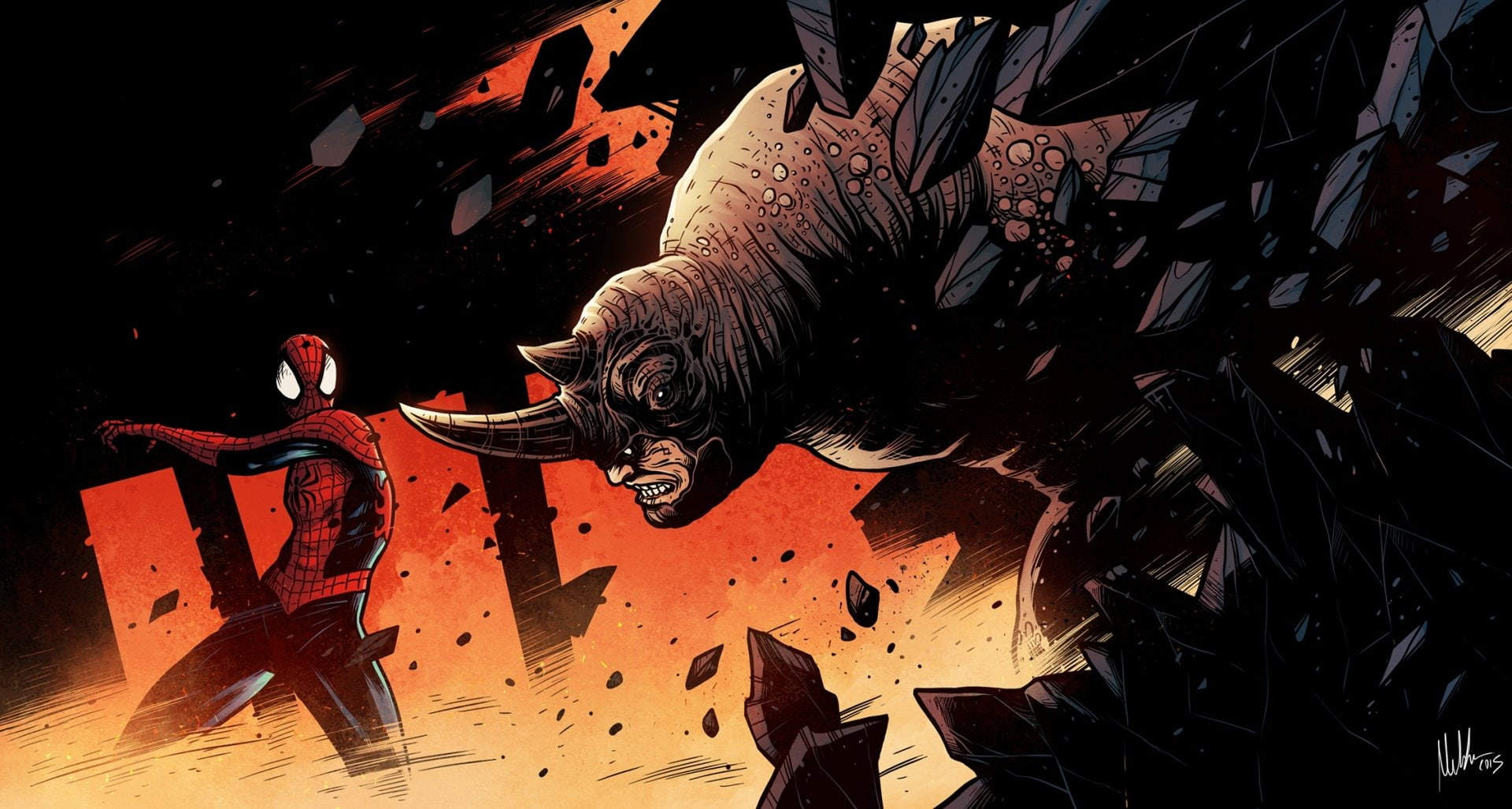 Spider-Man, 1080P, Marvel Comics, Rhino (Marvel Comics), HD Wallpaper
