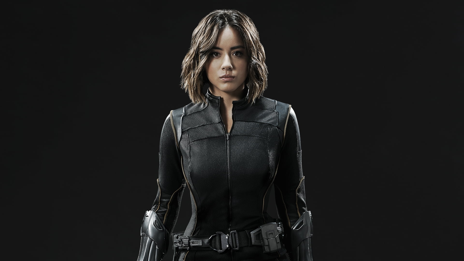 beautiful woman, adult, waist up, agents of shield, black background, women, indoors, chloe bennet, casual clothing, cut out, hairstyle, one person, looking at camera, HD Wallpaper