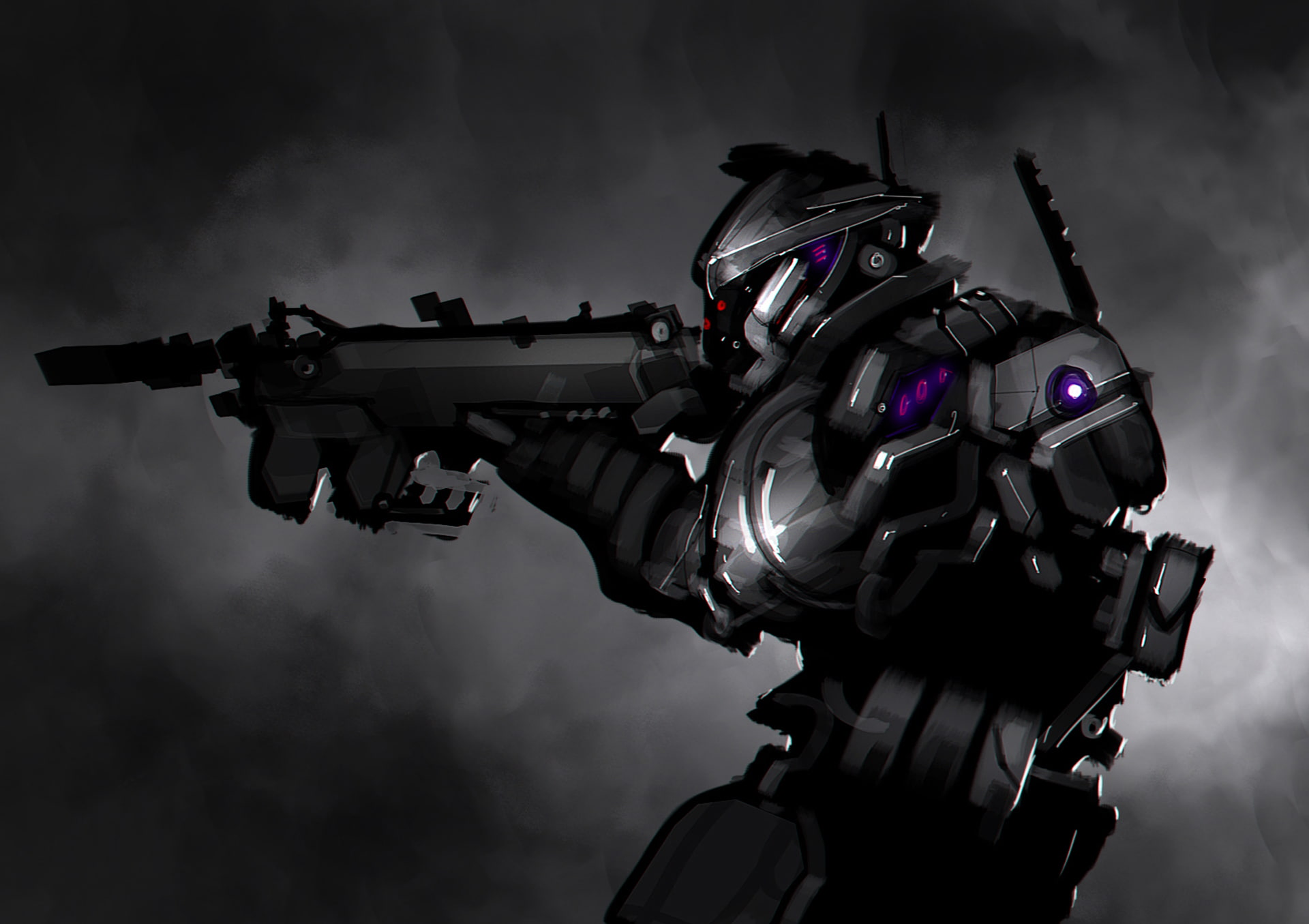 air vehicle, weapon, 1080P, plastic, safety, soldier, war, sky, digital, cloud - sky, no people, robot, government, rifle, movie, nature, machine gun, HD Wallpaper