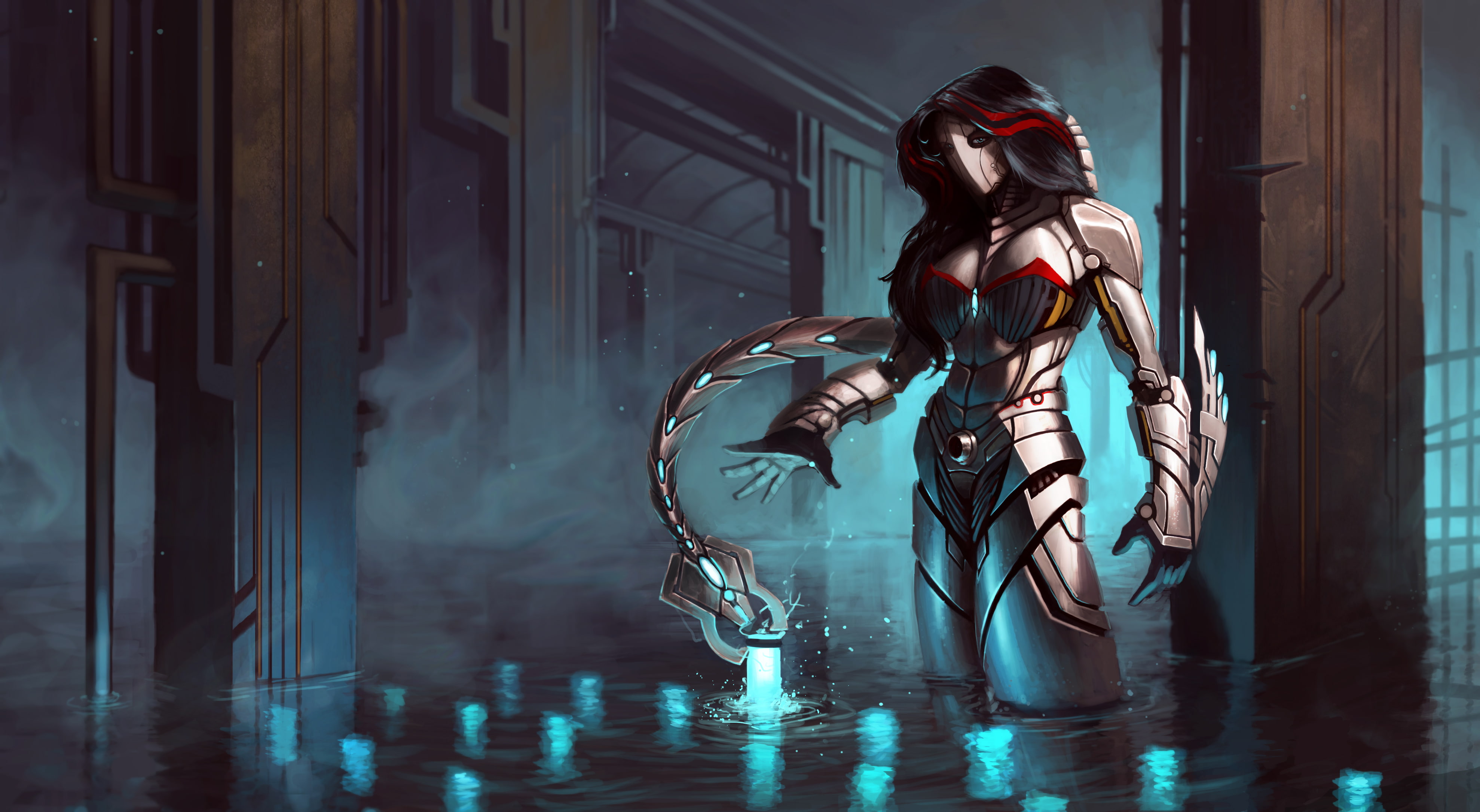 fantasy, armor, cyborg, robot, technics, 4K, sci fi, HD Wallpaper