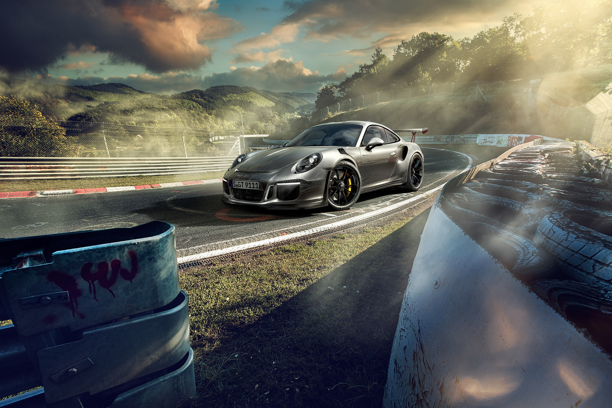 cars, environment, retro styled, sunlight, no people, porsche, blurred motion, sky, transportation, behance, smoke - physical structure, motion, outdoors, HD Wallpaper