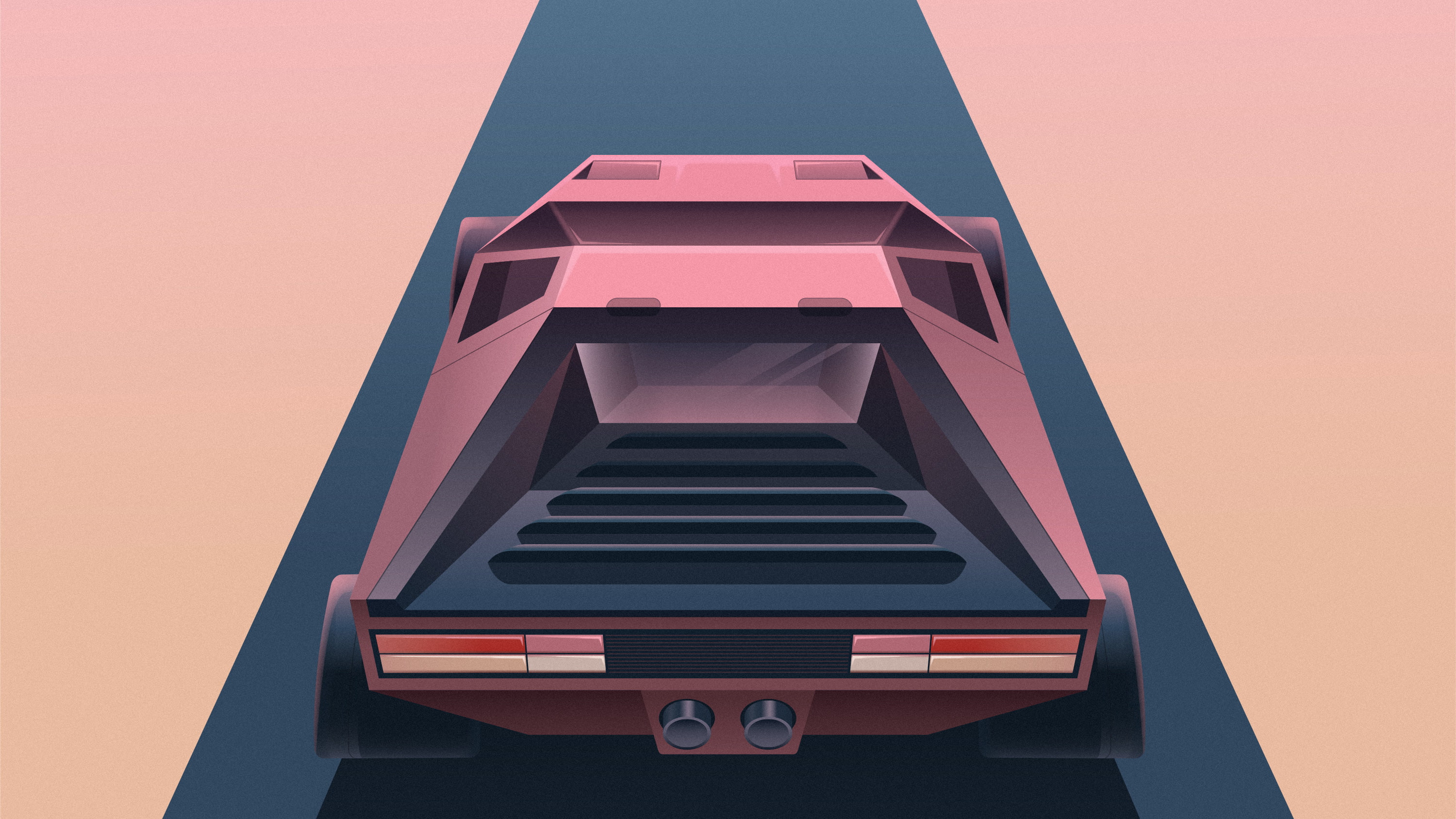 artist, behance, car, minimalism, hd, artwork, road, digital art, 2K, HD Wallpaper