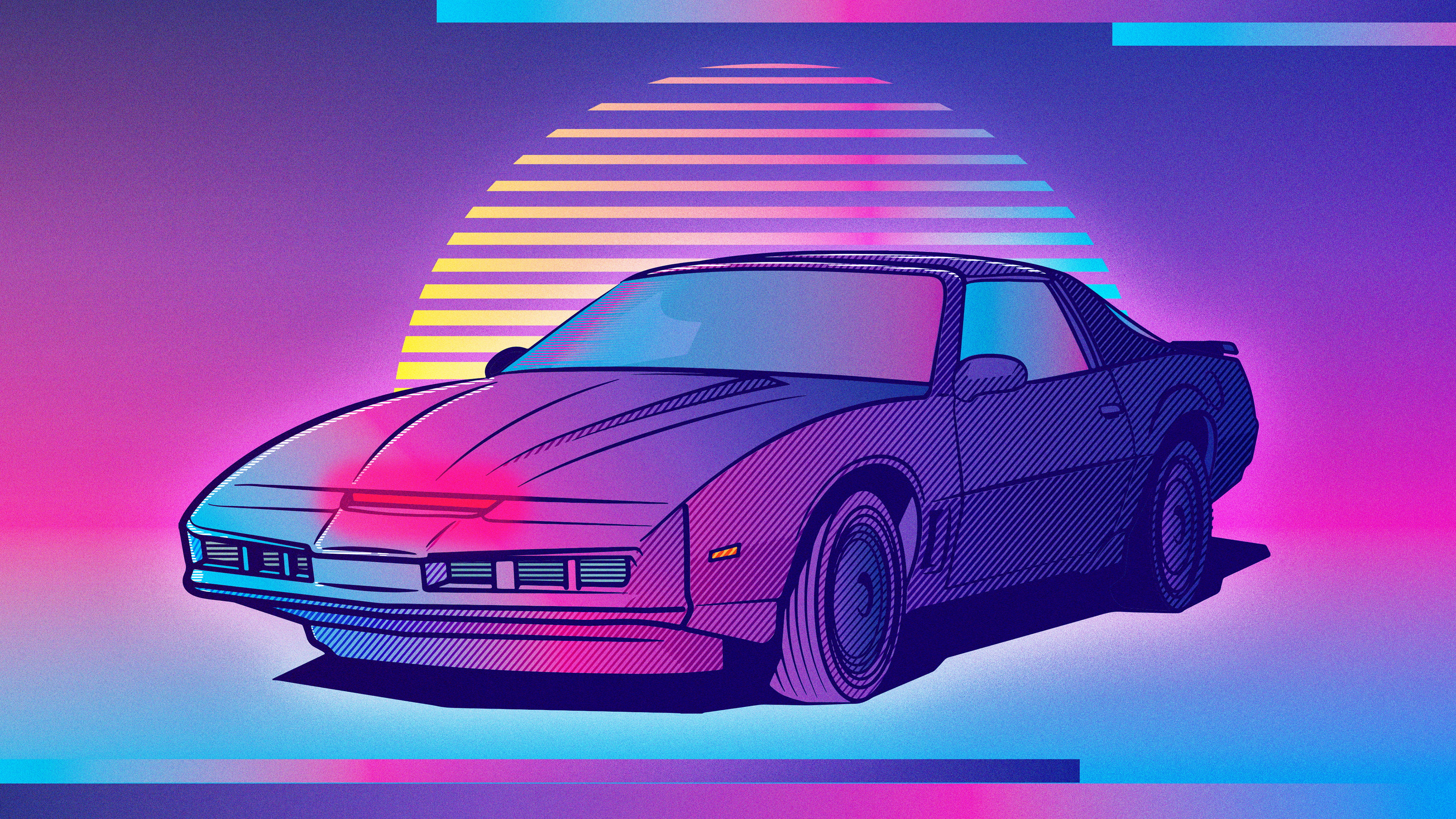 digital art, behance, illustration, retro, artist, hd, 4K, 4k, artwork, cars, HD Wallpaper