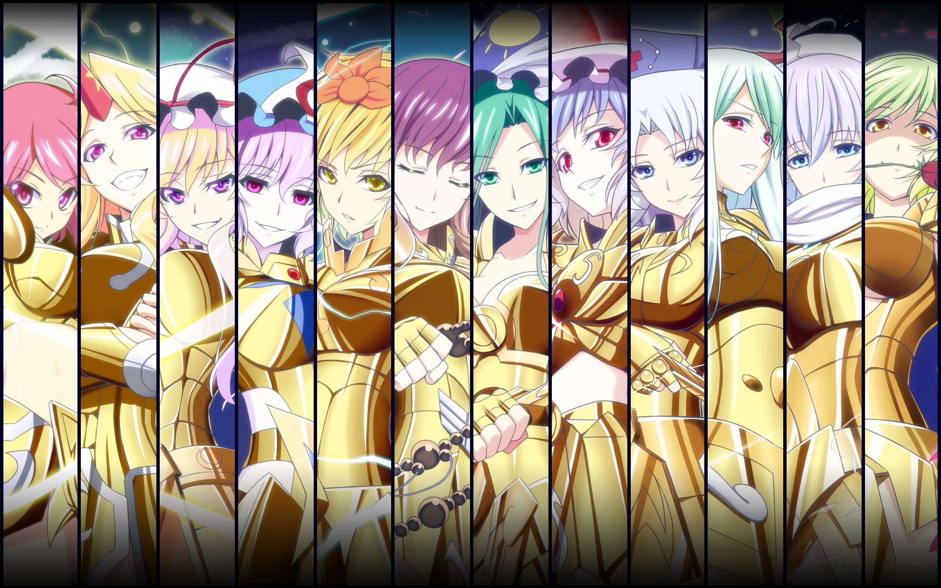 tagme, full frame, side by side, whiterock, backgrounds, in a row, scarlet, no people, retail, mima, kazami, onozuka, letty, shou, toramaru, abundance, HD Wallpaper