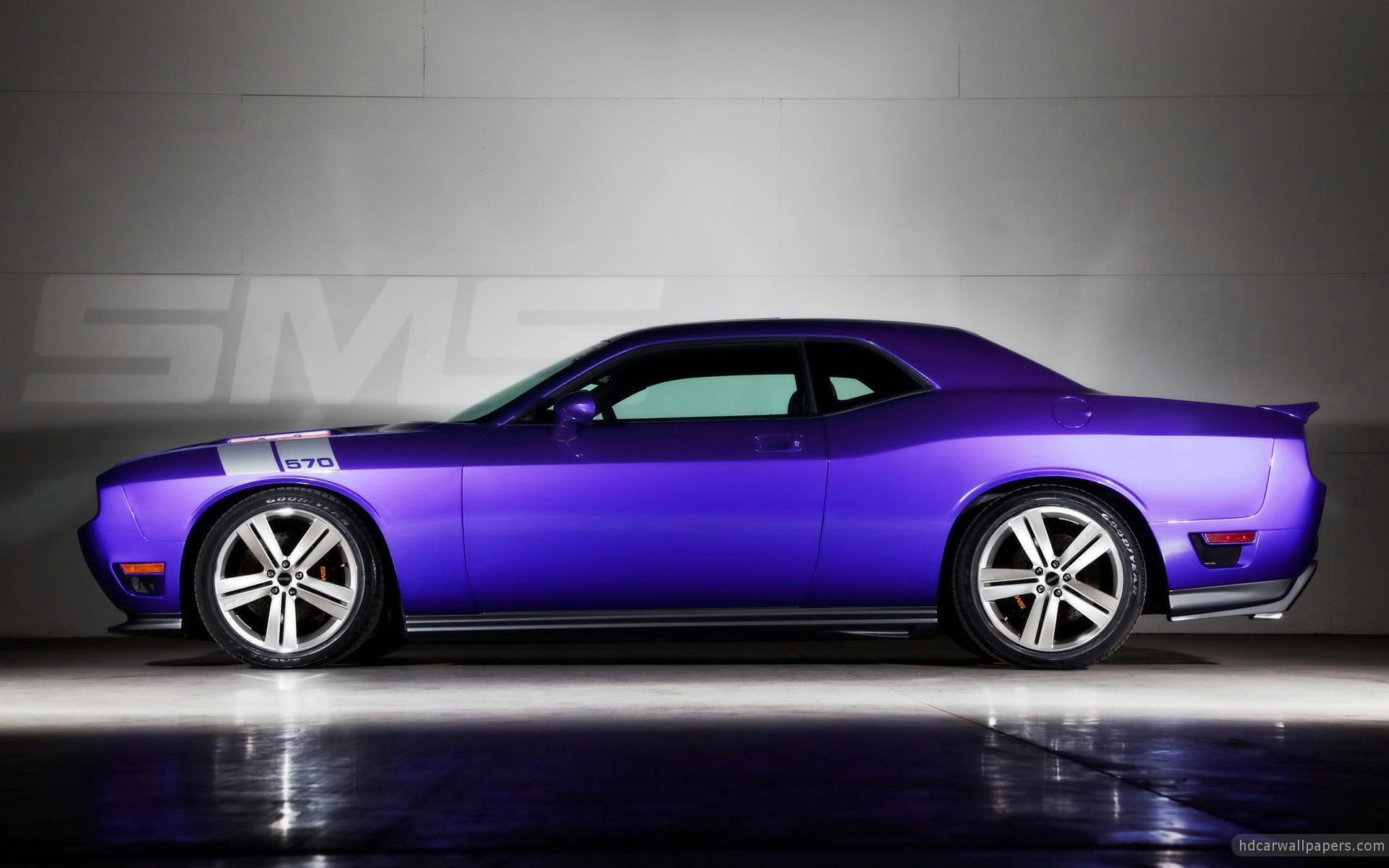 dodge, 1080P, cars, challenger, sms, purple, coupe, HD Wallpaper