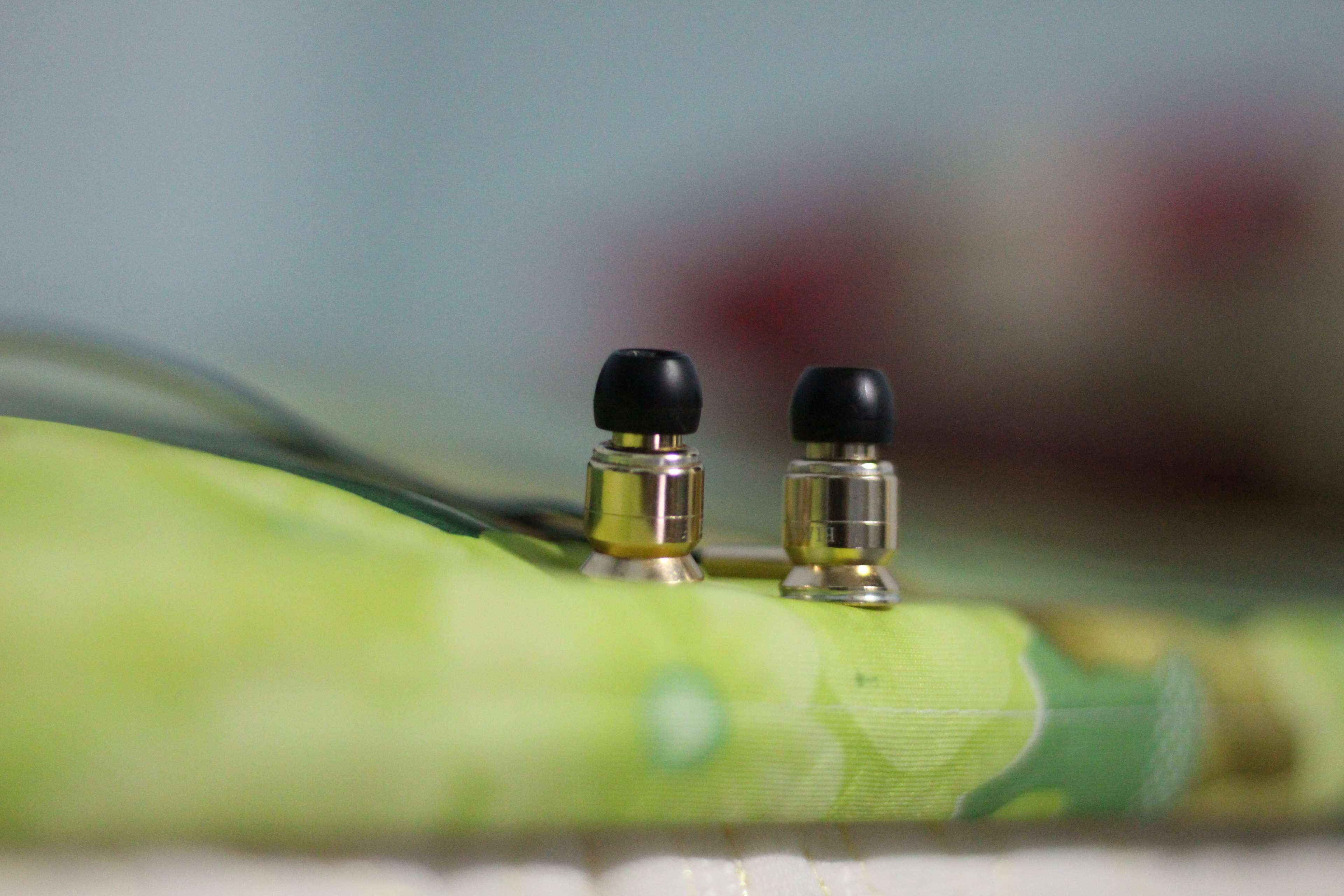 still life, indoors, no people, two objects, green color, plant, shadow, perfume, simplicity, nature, metal, ear phone, 4K, selective focus, day, bottle, HD Wallpaper