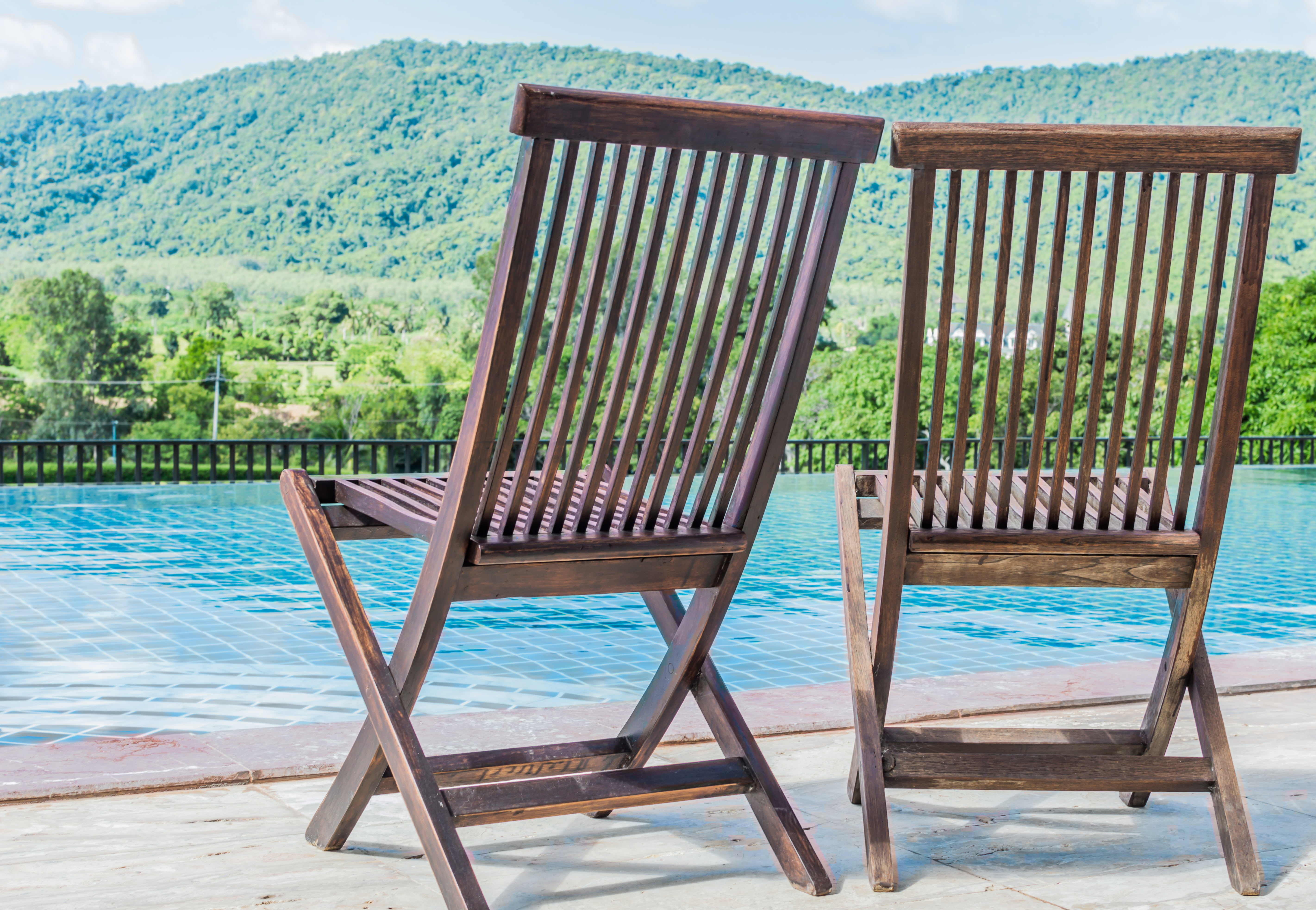 color, chair, nature, tranquility, 5K, outdoor chair, folding, absence, image, two, water, holiday, head, bald, front, beauty in nature, vacations, swimming pool, HD Wallpaper