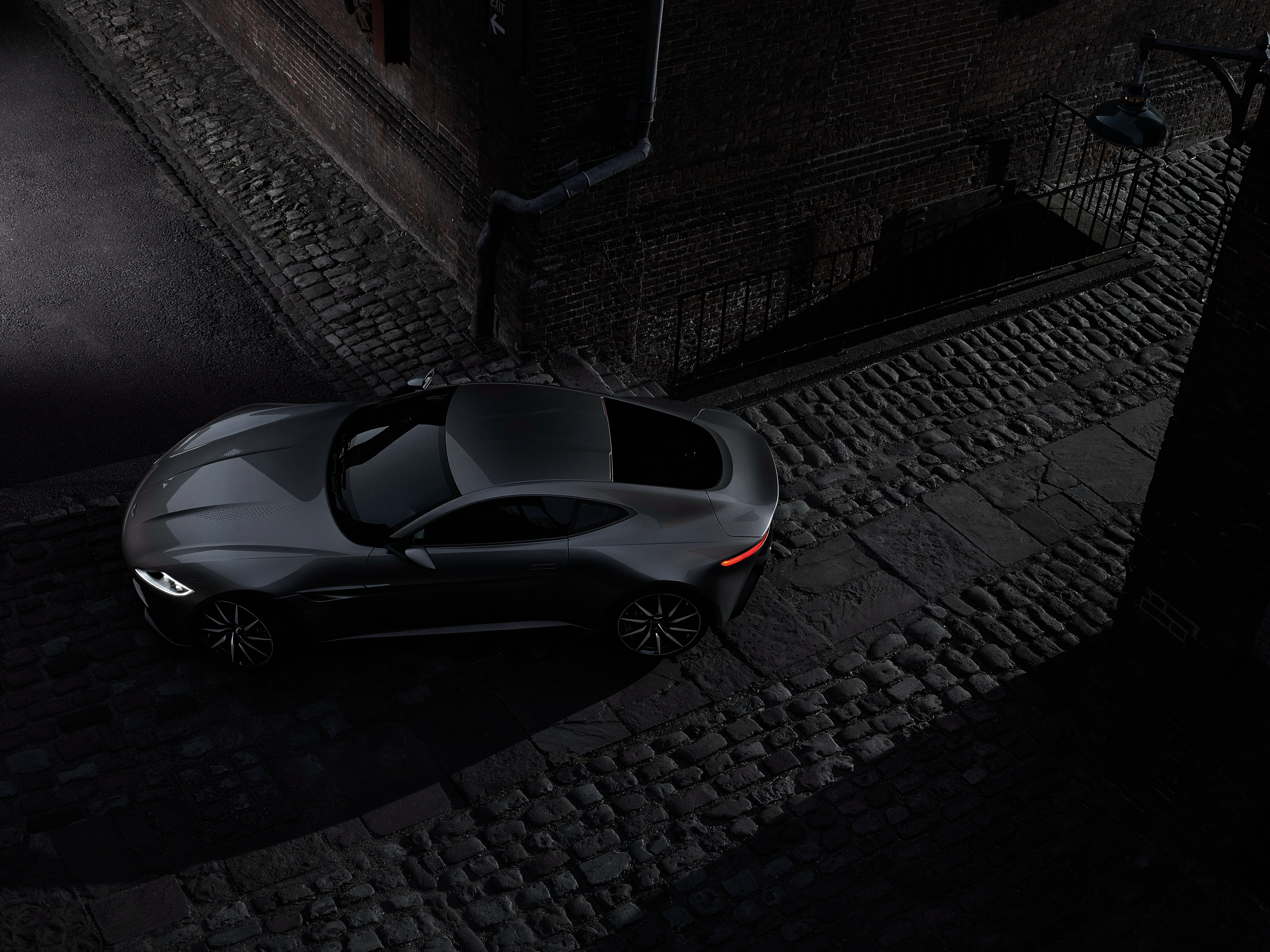 high angle view, stationary, mode of transportation, street, cobblestone, cars, speed, Vehicle, city, car, land vehicle, wheel, aston martin db10, brick, HD Wallpaper