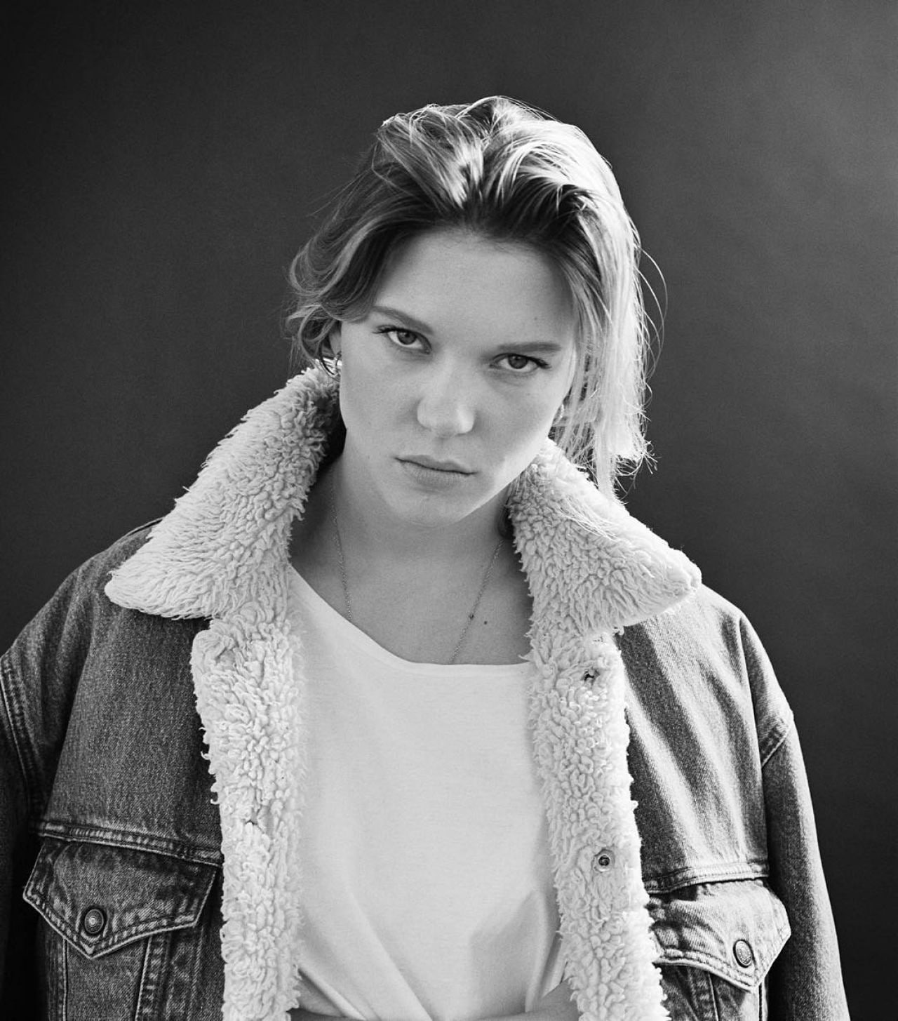 actress, monochrome, 720P, Léa Seydoux, necklace, Phone HD Wallpaper
