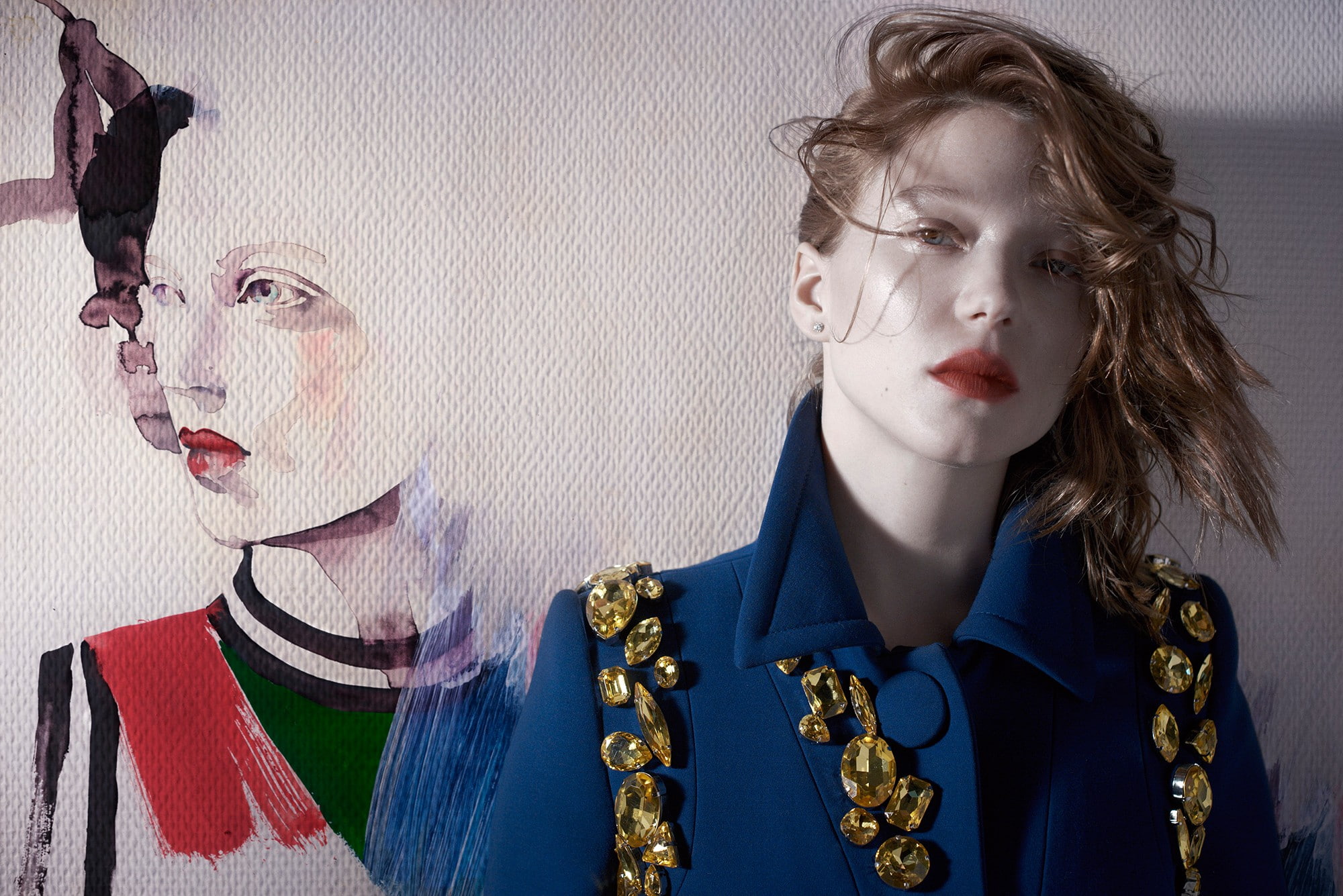 blue eyes, face, Léa Seydoux, women, 1080P, HD Wallpaper