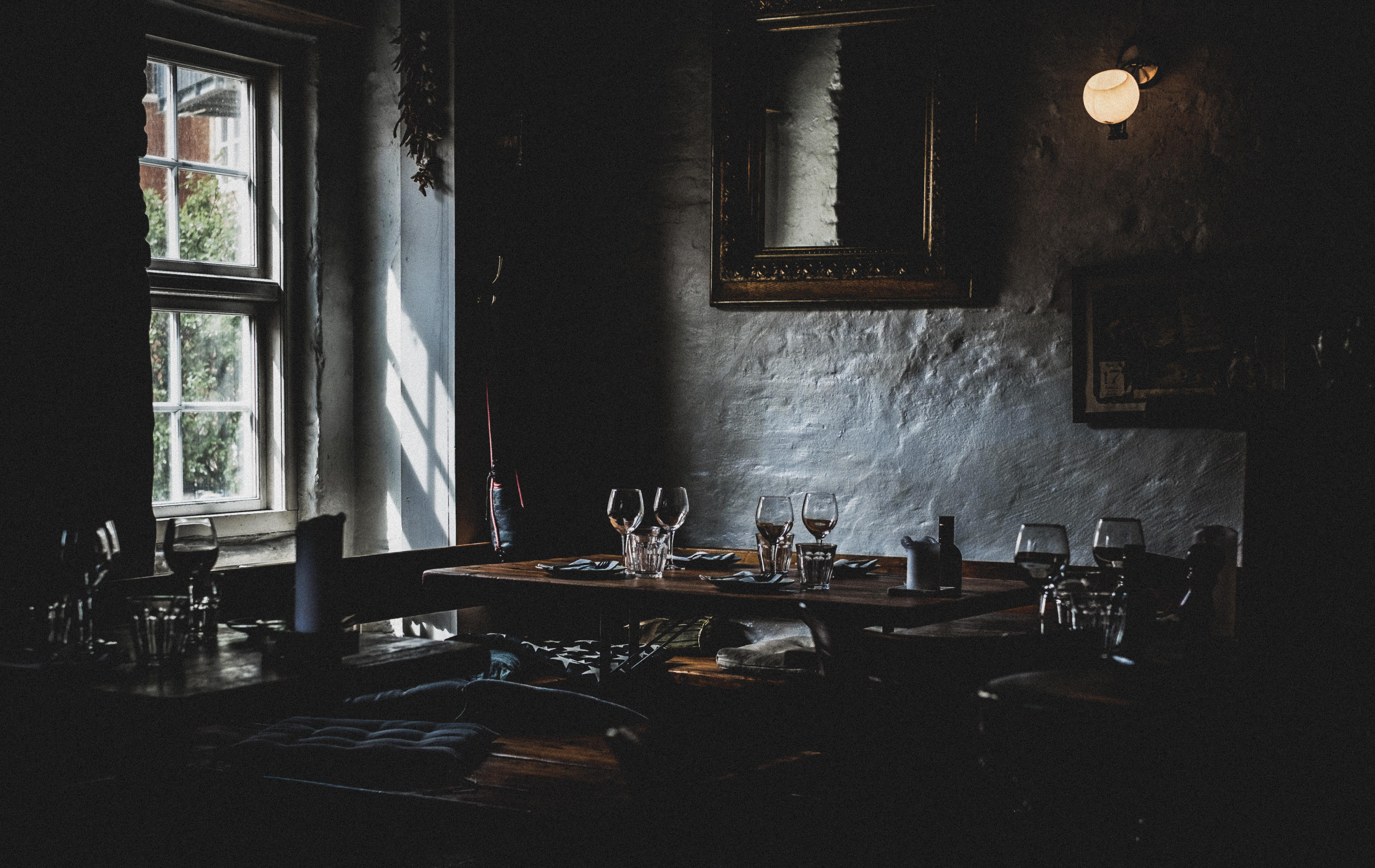 lighting equipment, architecture, window, absence, light, home interior, furniture, drink, chair, frame, table, glass, restaurant, domestic room, home, HD Wallpaper